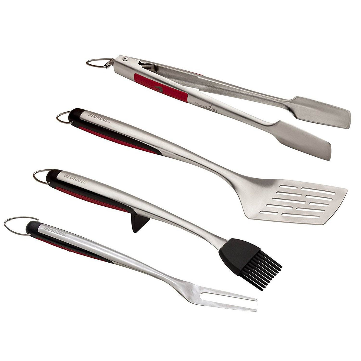 Char-Broil 4 Piece Comfort Grip BBQ Grill Cooking Utensils Tool Set (Open Box)
