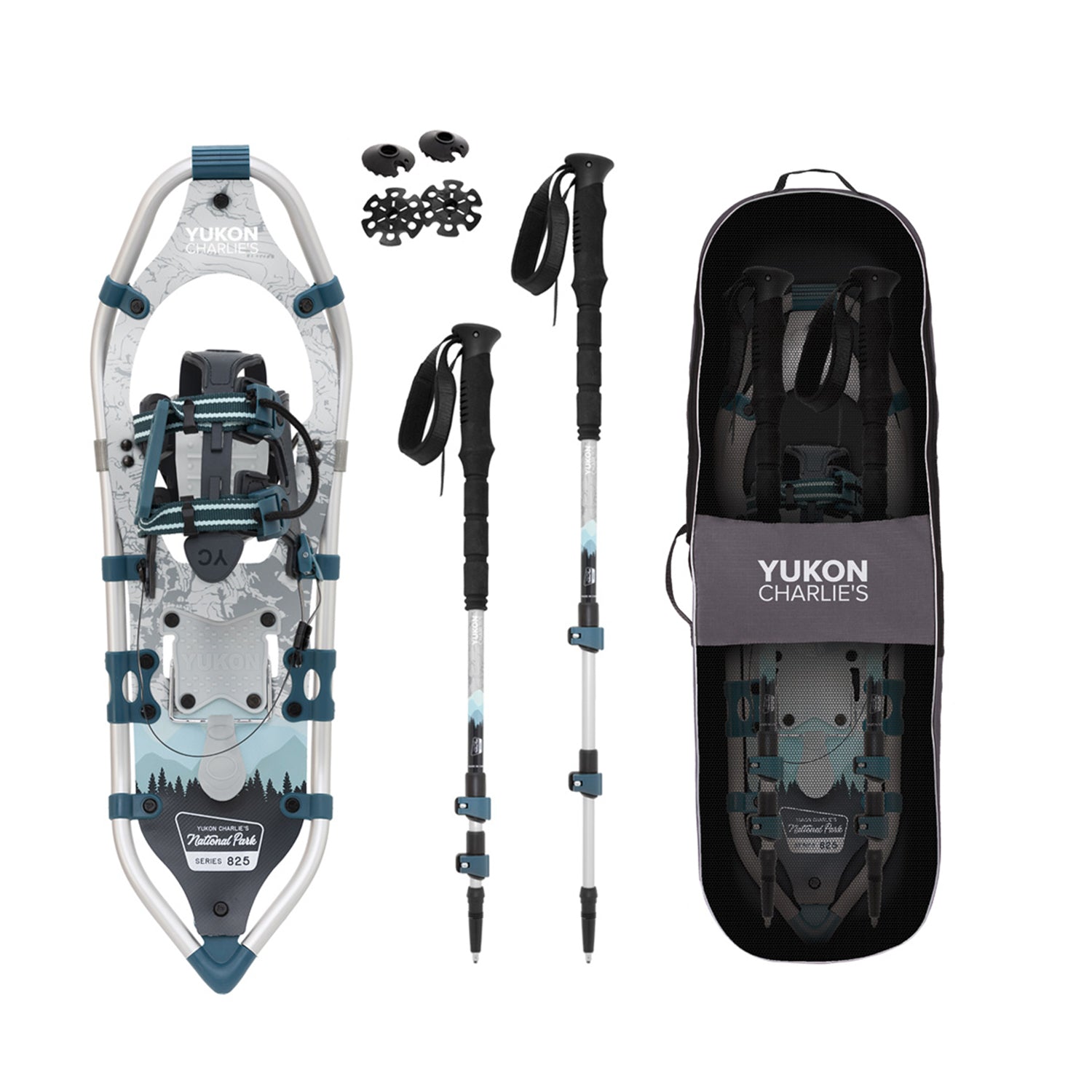 Yukon Charlie's 8 x 25 Inch Women Snowshoe Kit with Poles and Bag (Open Box)