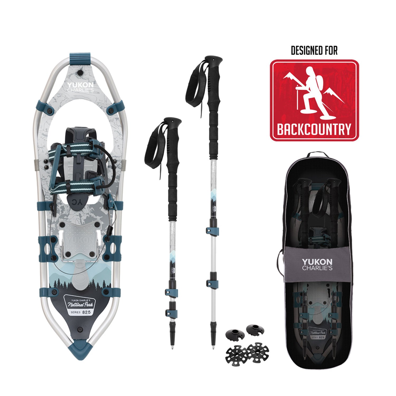 Yukon Charlie's 8 x 25 Inch Women Snowshoe Kit with Poles and Bag (Open Box)