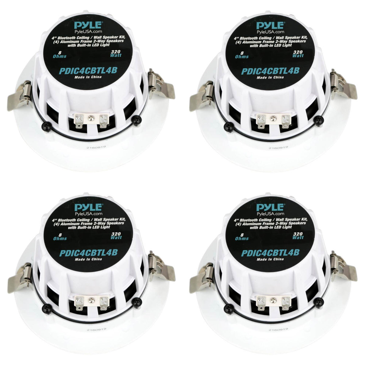 Pyle Pro 4 Inch Bluetooth Ceiling Wall Speaker Kit System w/ LED Light (16 Pack)