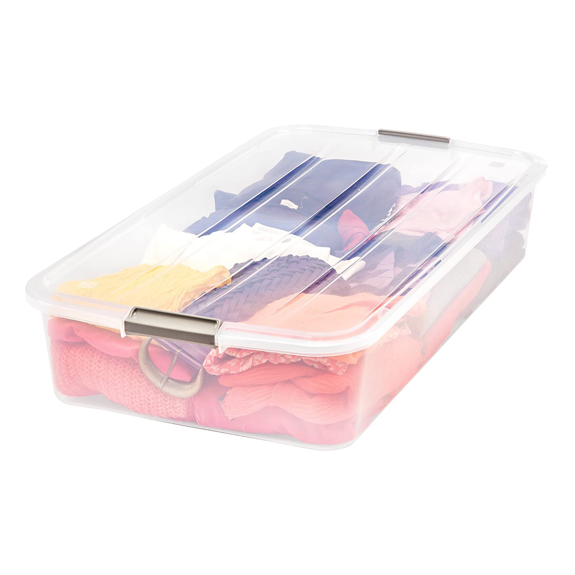 IRIS USA 50qt Clear Plastic Underbed Latched Stack Storage Container (24 Pack) - VMInnovations
