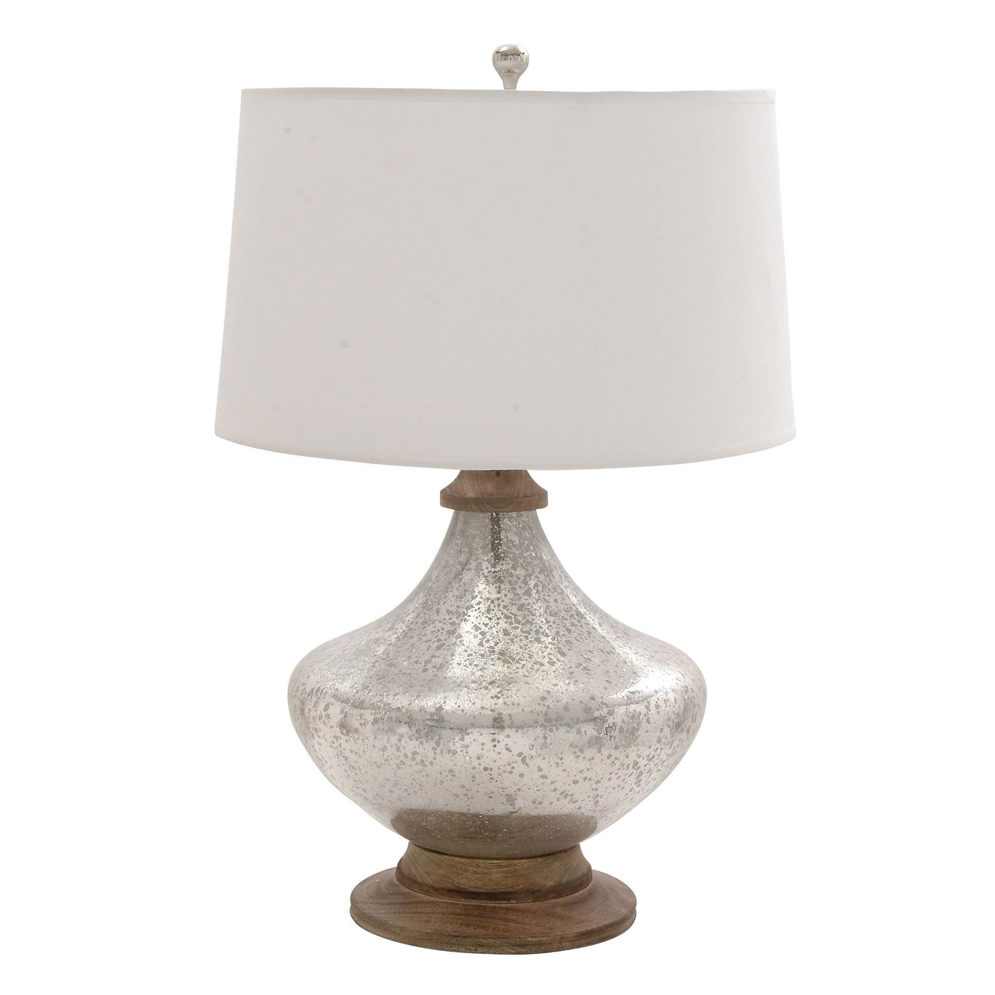 Deco 79 28" Traditional Silver Glass Wood Base Tear Drop Table Lamp (Open Box)