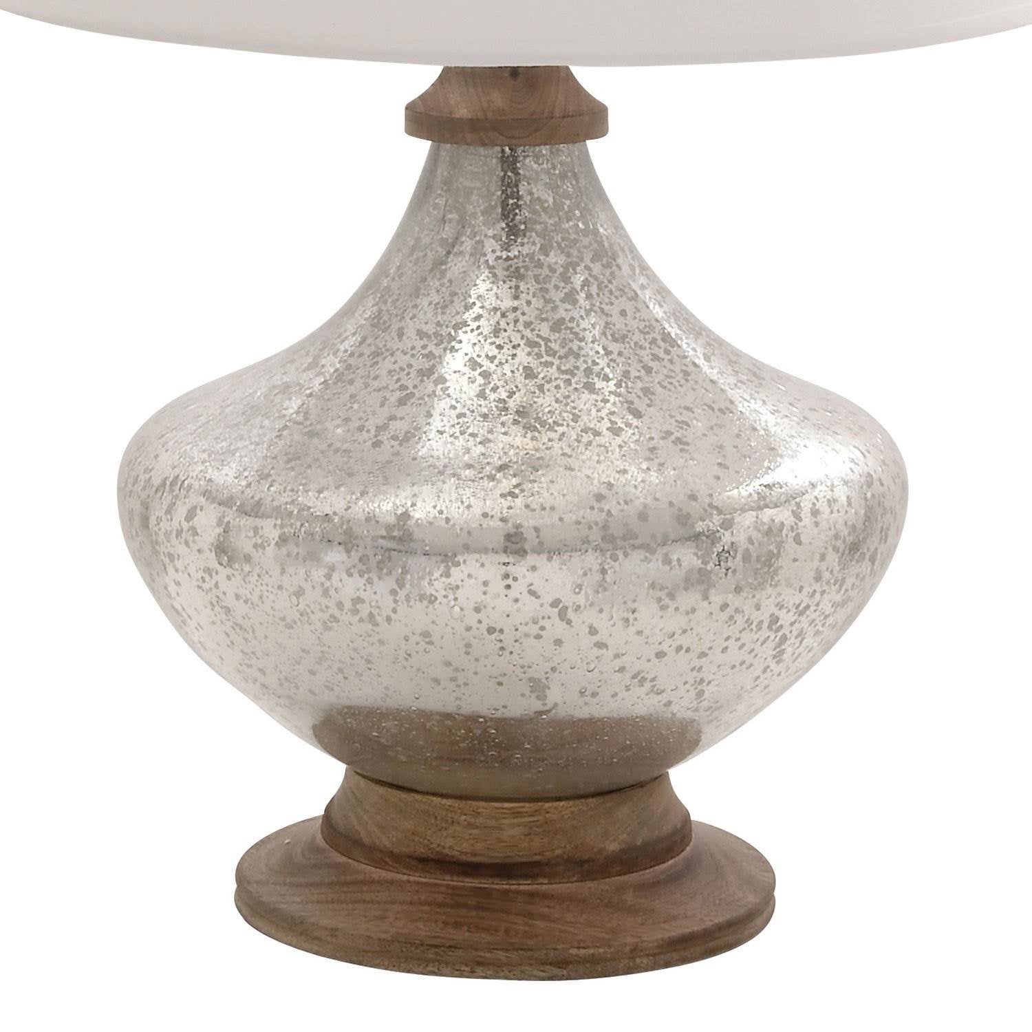 Deco 79 28" Traditional Silver Glass Wood Base Tear Drop Table Lamp (Open Box)