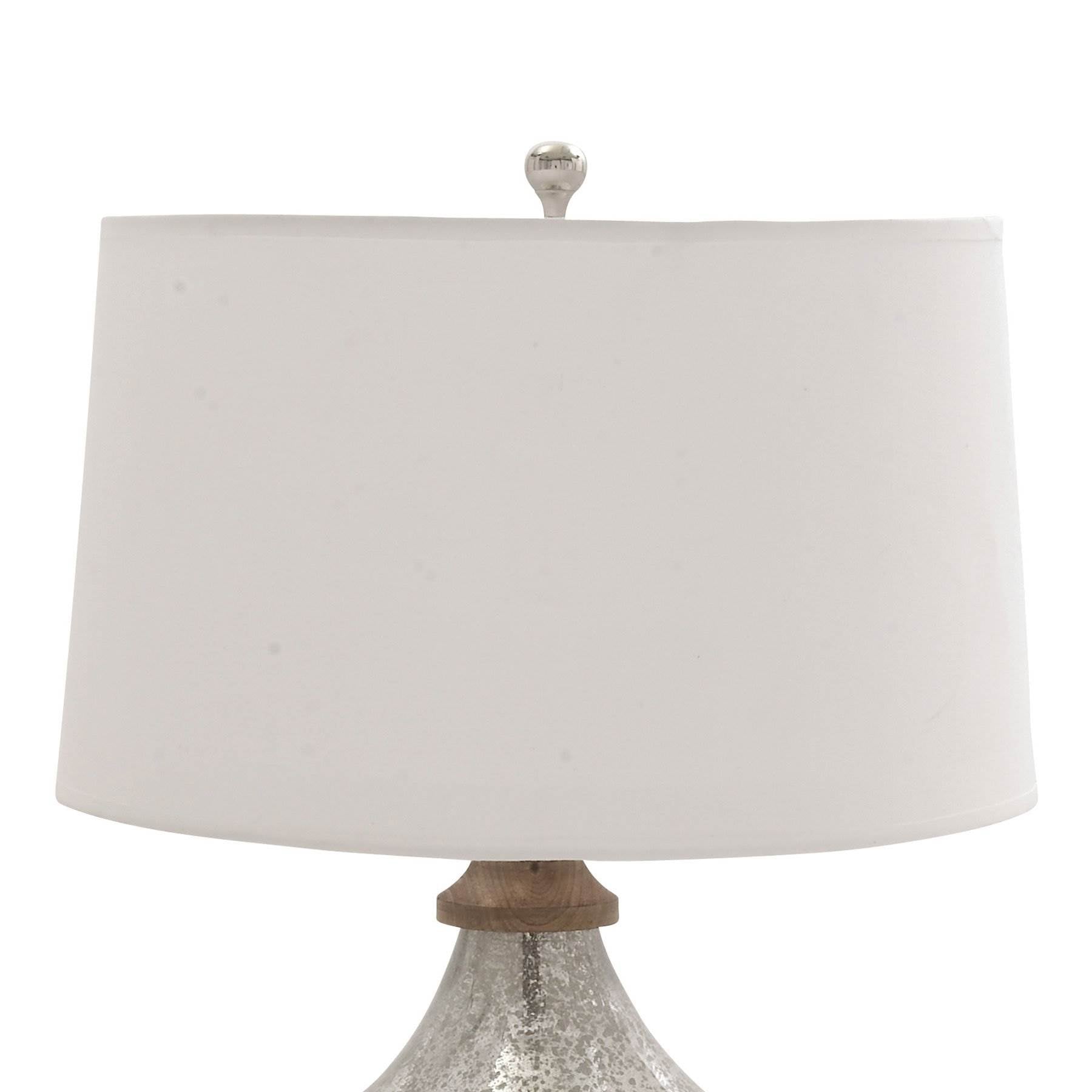 Deco 79 28" Traditional Silver Glass Wood Base Tear Drop Table Lamp (Open Box)