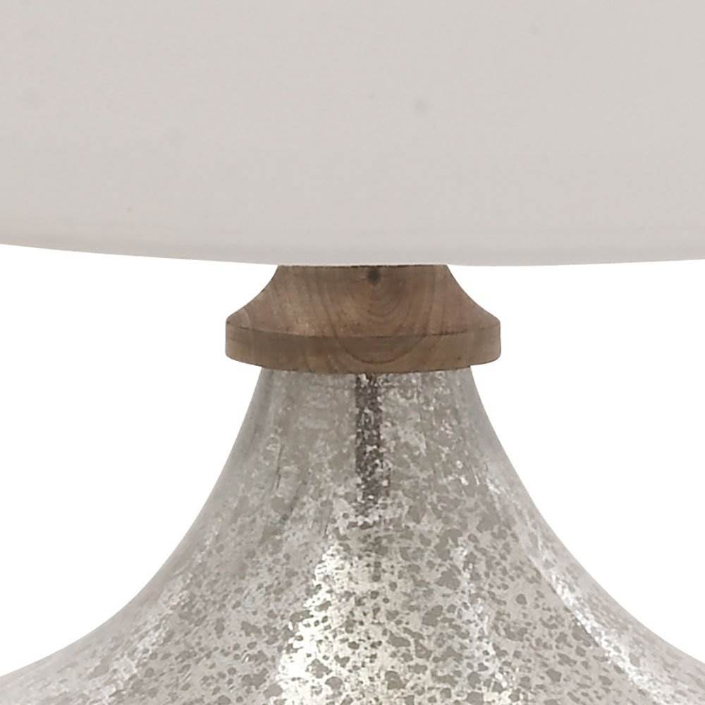 Deco 79 28" Traditional Silver Glass Wood Base Tear Drop Table Lamp (Open Box)