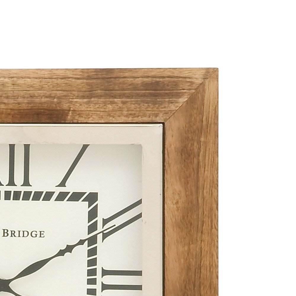 Deco 79 16" Stainless Steel Oak Finish Square Wall Clock Home Decor (Damaged)