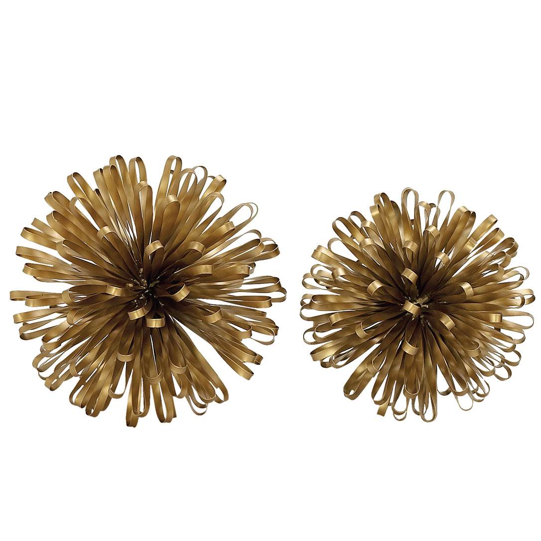 Deco Iron Metal Gold Finish Loop Band Sculpture Accent Orb Spheres (For Parts)