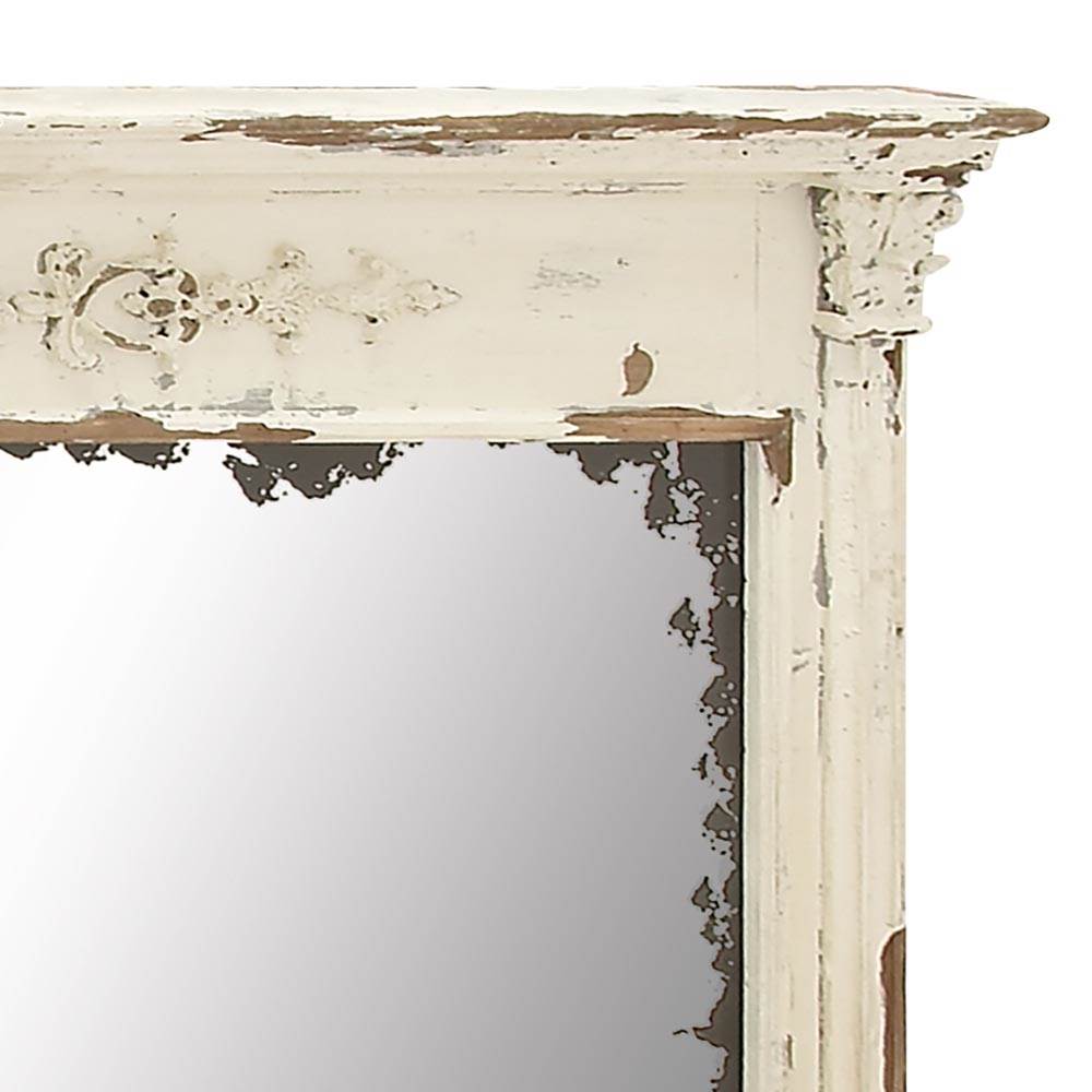Deco 79 Farmhouse Rustic Distressed 59 x 36 Inch Wall Mirror Home Decor, Cream
