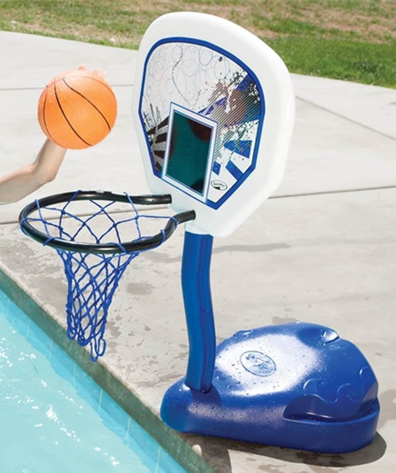 SwimWays Poolside Basketball Hoop and Ball Swimming Pool Water Game Set (2 Pack)