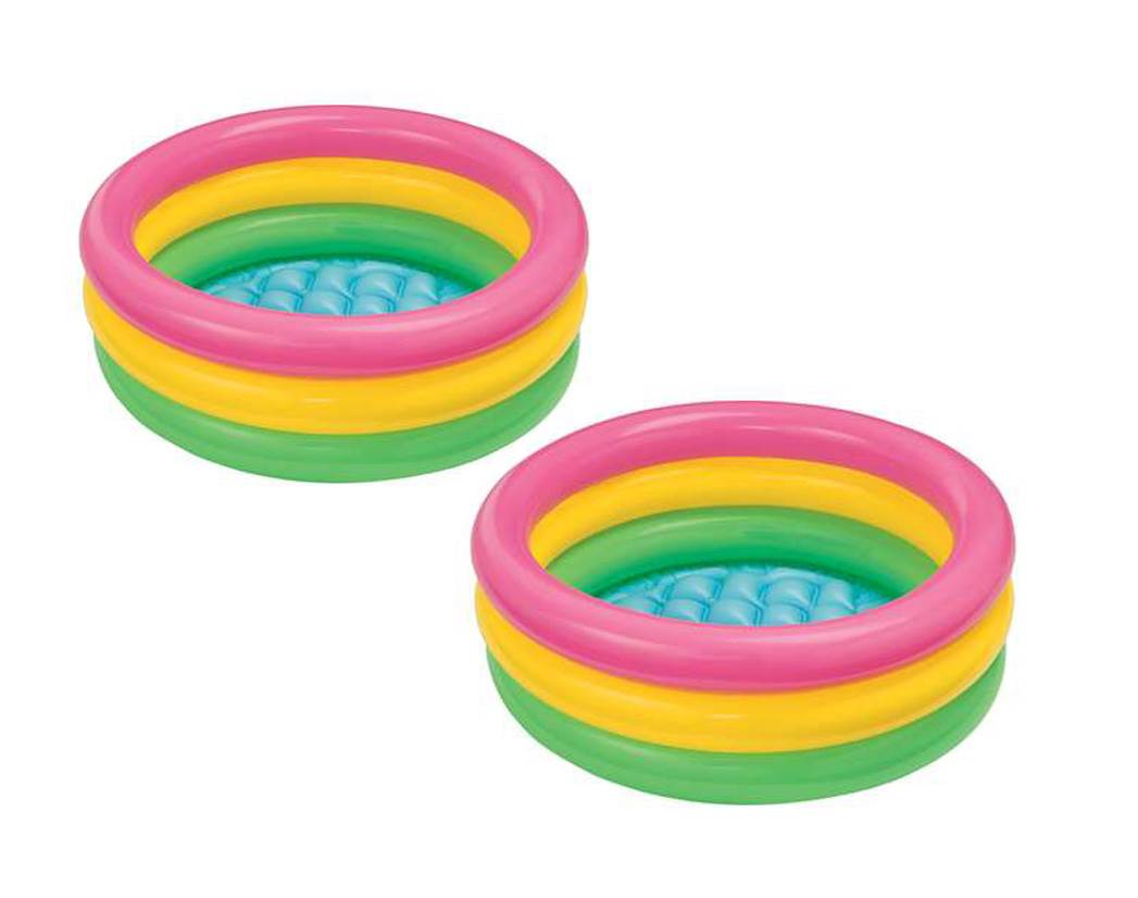 Intex 2.8ft x 10in Sunset Glow Inflatable Colorful Baby Swimming Pool (2 pack) - VMInnovations