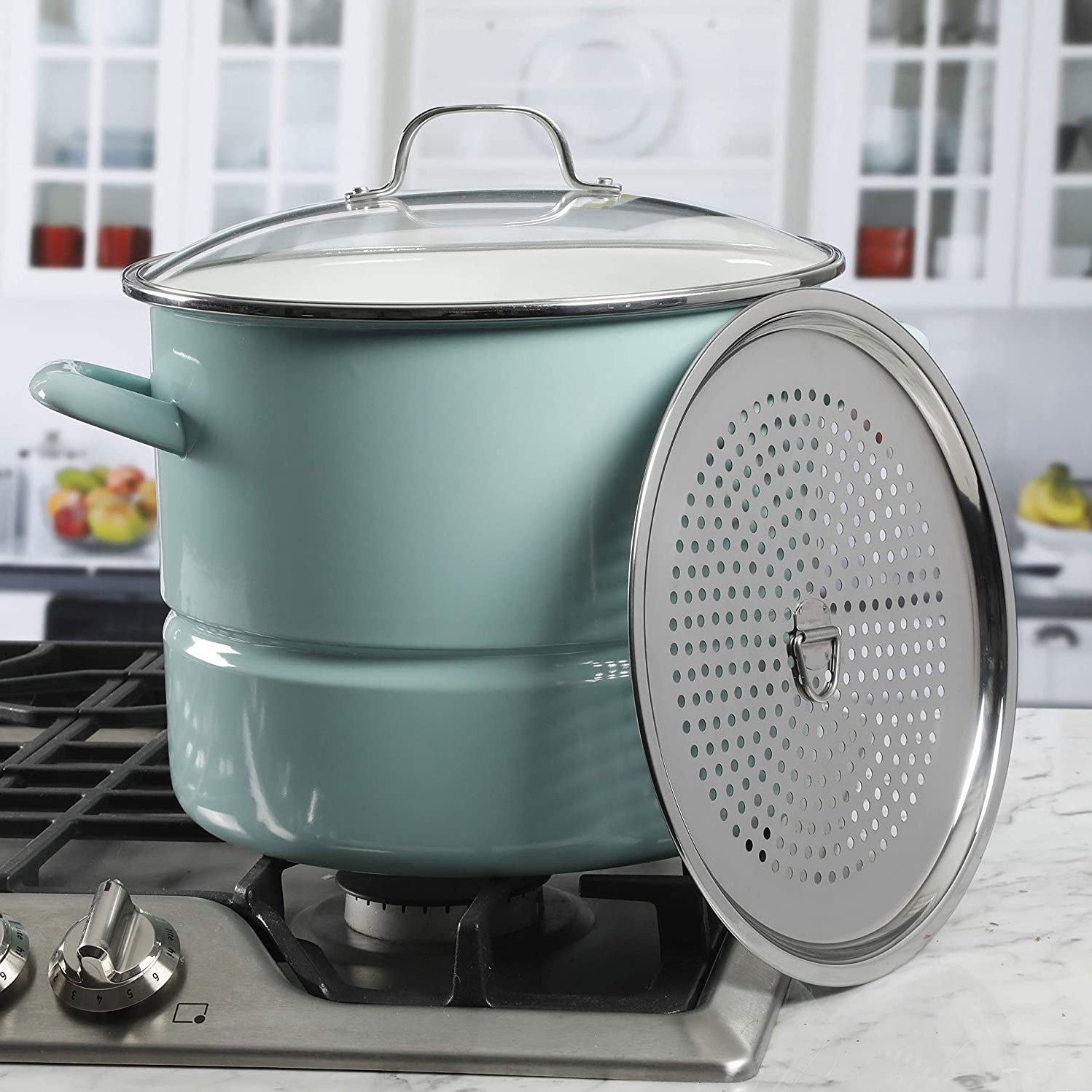 Kenmore Broadway Stainless Steel 16 Quart Steamer Stock Pot with Lid (Open Box) - VMInnovations