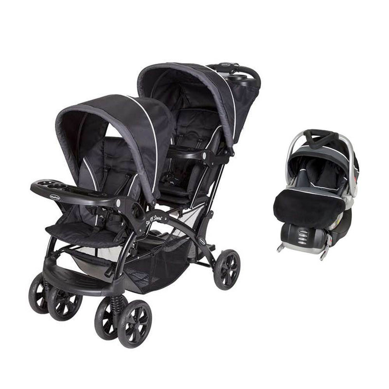 Baby Trend Double Sit N Stand Stroller + FlexLoc Infant Car Seat & Car Base-Onyx