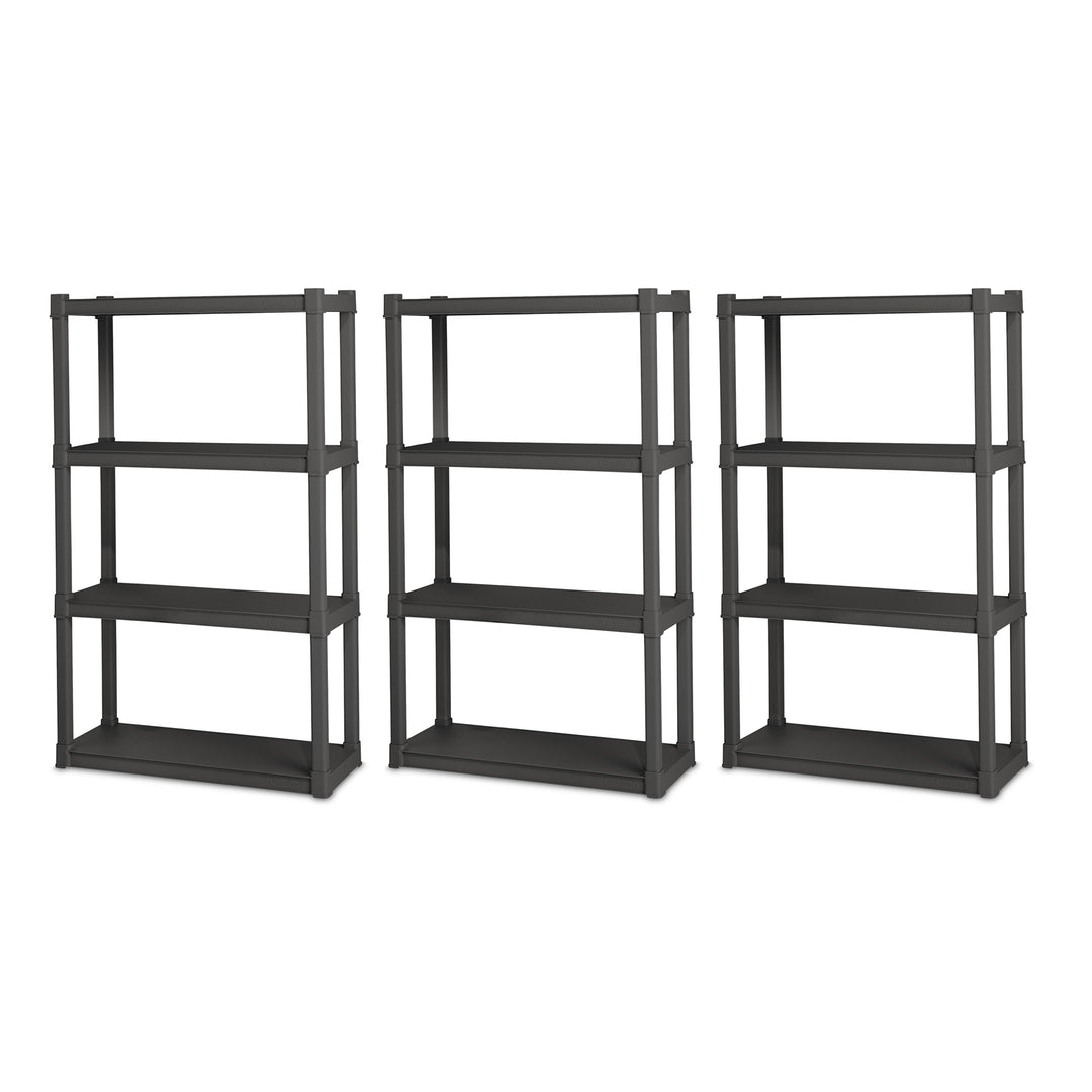 Sterilite Plastic Shelf Storage Organizing Unit with 4 Shelves, Gray, 3 Pack - VMInnovations