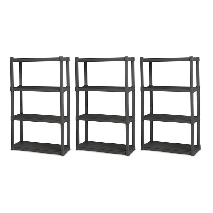 Sterilite Plastic Shelf Storage Organizing Unit with 4 Shelves, Gray, 3 Pack - VMInnovations