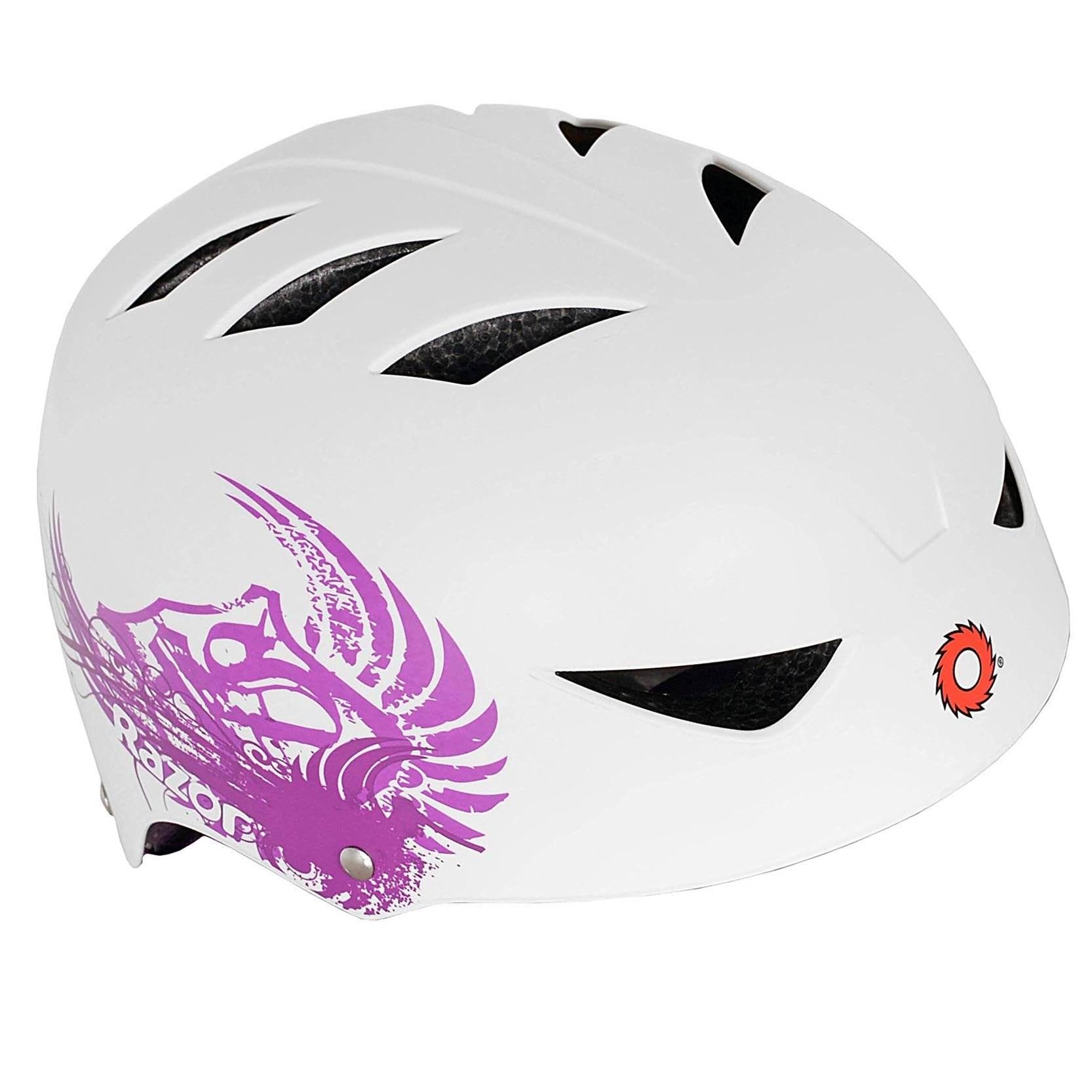 Razor 2 Cool Kids Adjustable Bike Skateboard Helmet, White & Pink (Open Box)