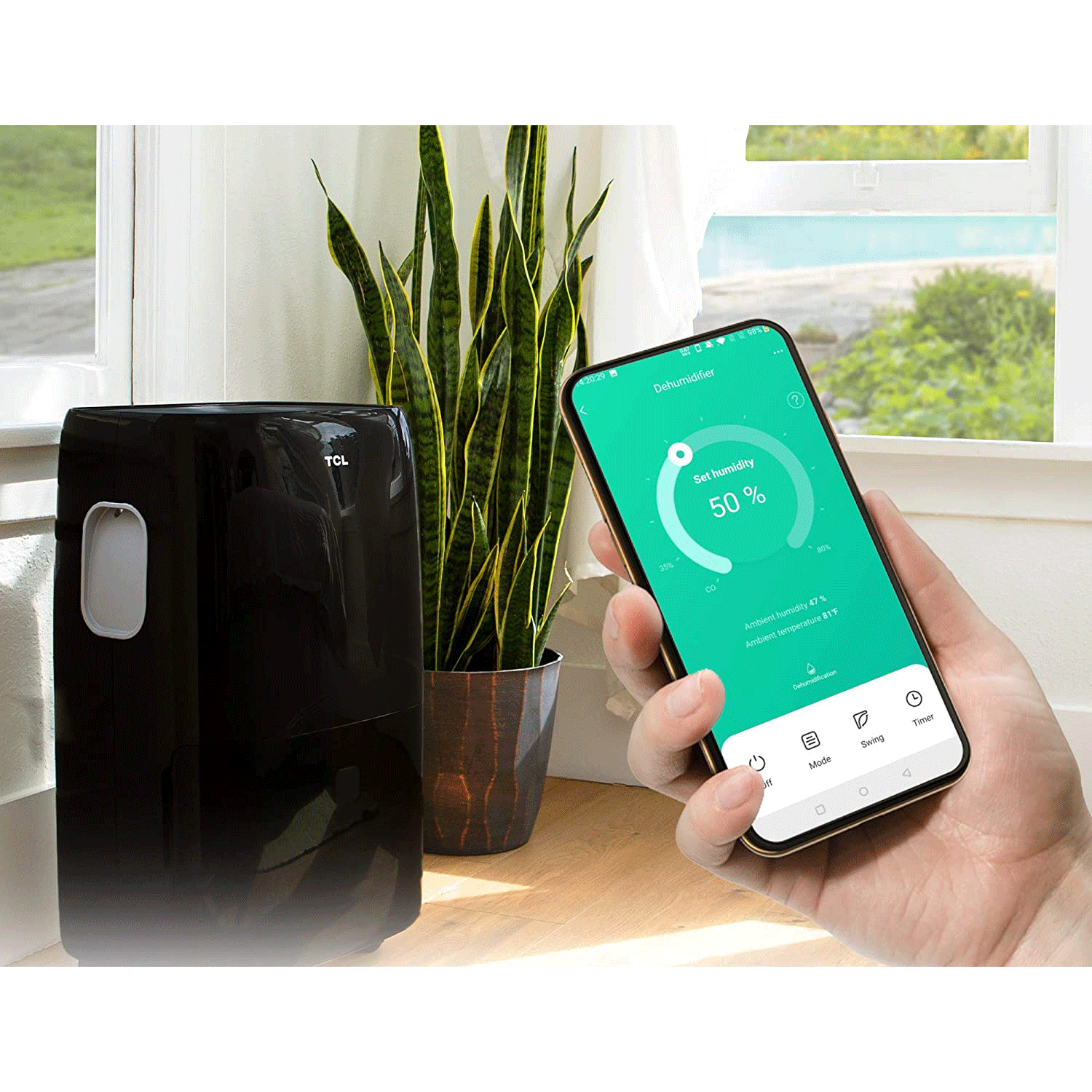 TCL Smart 50 Pint Smart Dehumidifier with Voice Control for Home, Black (2 Pack)