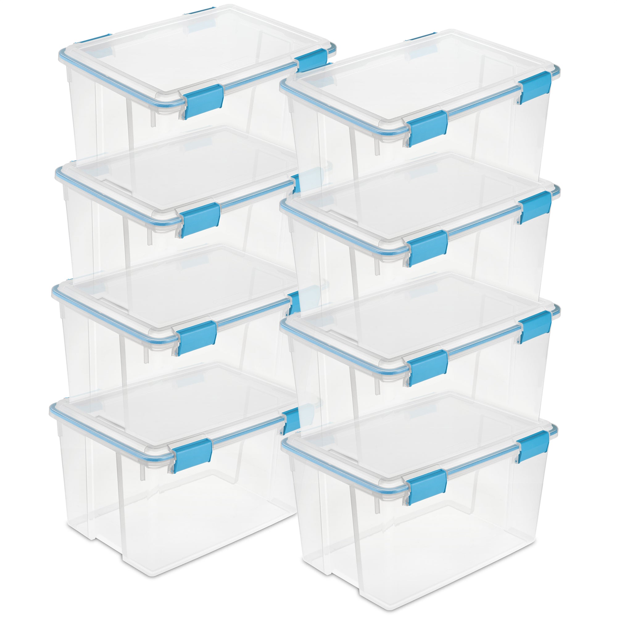 Sterilite 54-Qt Clear Plastic Stackable Storage Bin w/ Gasket Latch Lid, 8 Pack - VMInnovations