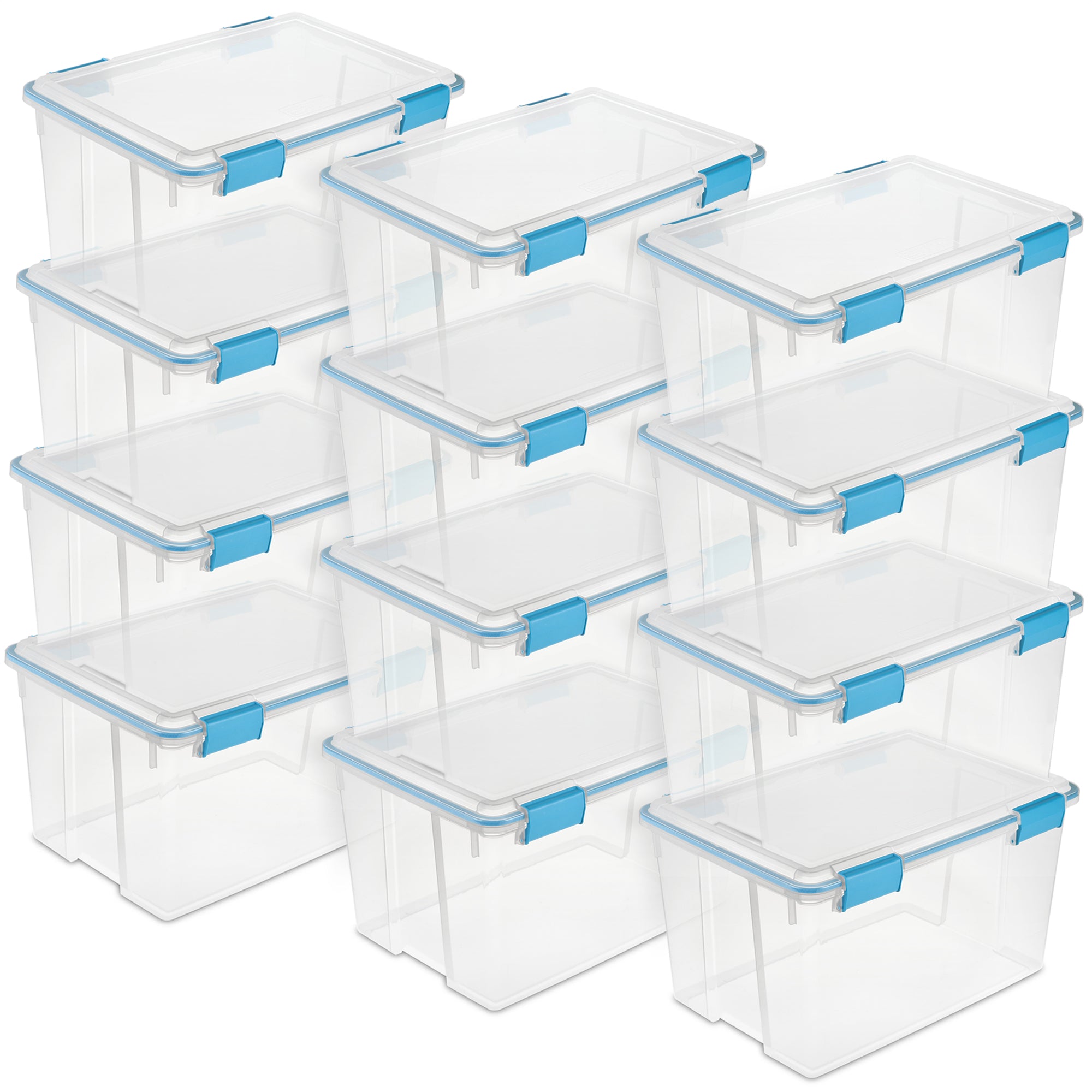 Sterilite 54-Qt Clear Plastic Stackable Storage Bin w/ Gasket Latch Lid, 12 Pack - VMInnovations
