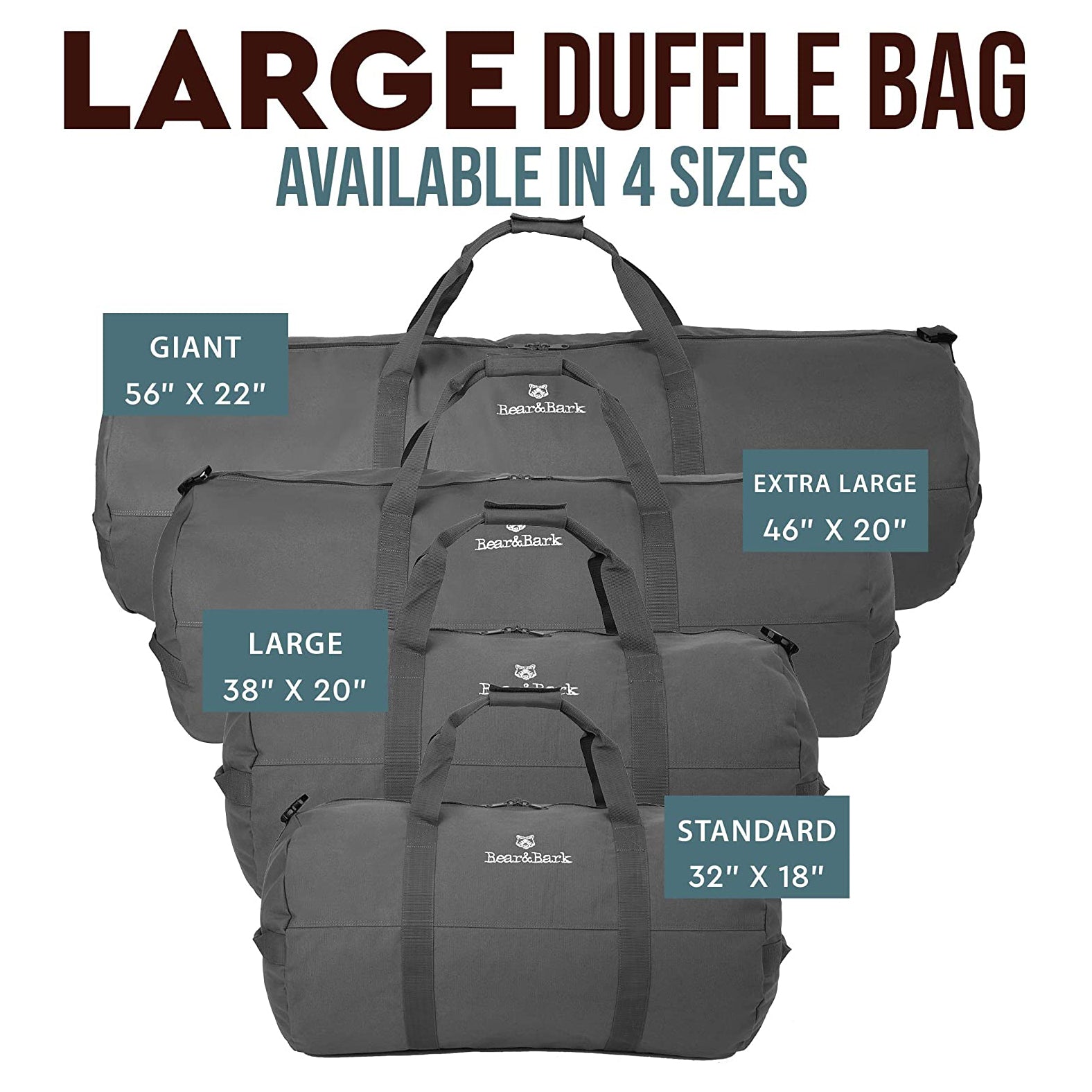 Bear&Bark 38 x 20 Inch Military Travel Duffel Bag w/ Adjustable Strap (Open Box)