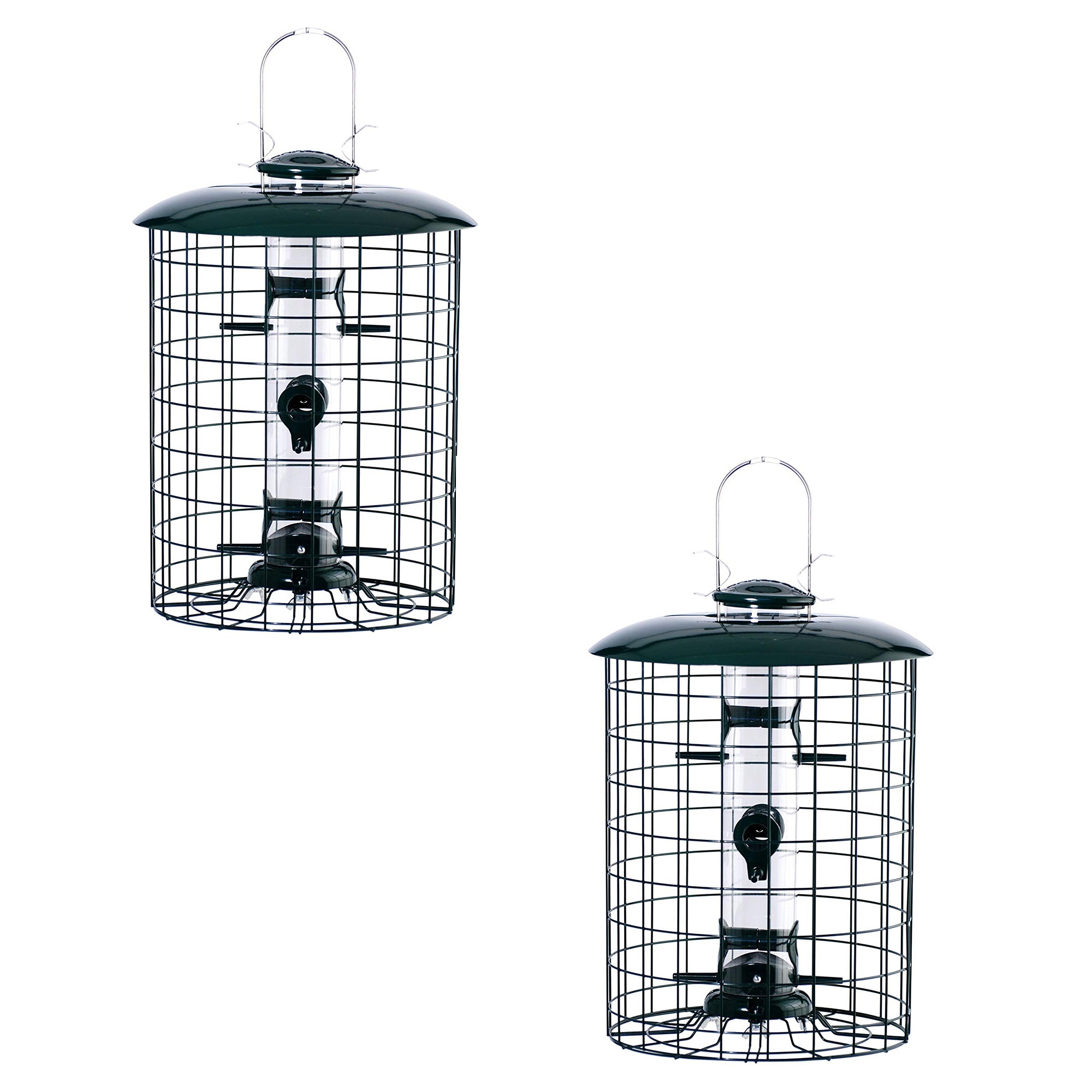 Woodlink 6 Port Metal Caged Seed Tube Protectant Bird Feeder, Black (2 Pack)