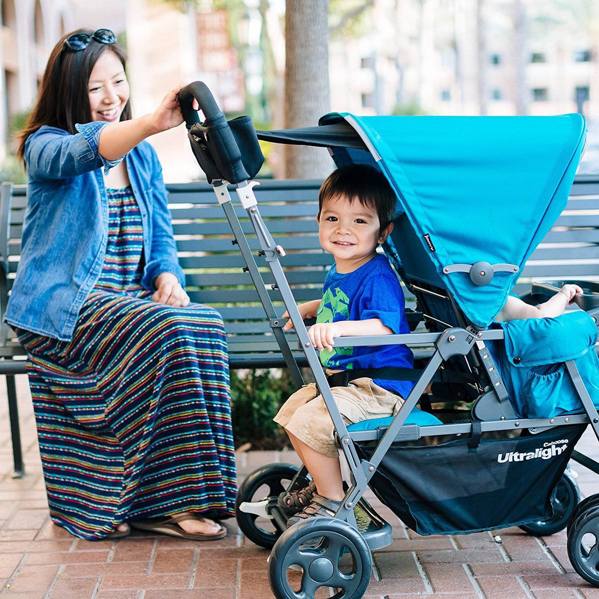 Joovy Caboose Ultralight Stand-On Tandem Canopy Stroller, Turquoise (Open Box)
