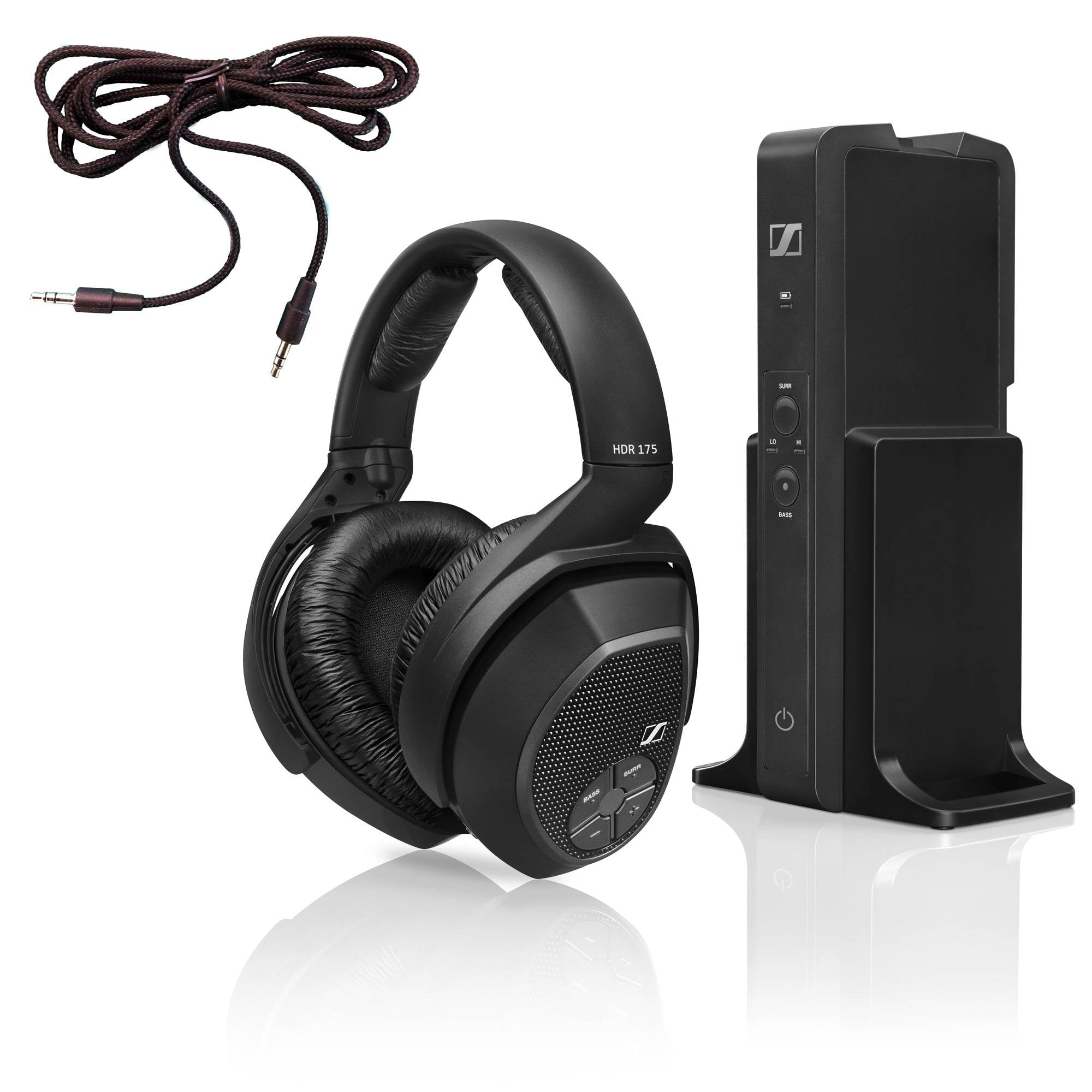 Sennheiser RS175 Over-Ear RF Wireless Stereo Headphone System + 3.5mm Aux Cable
