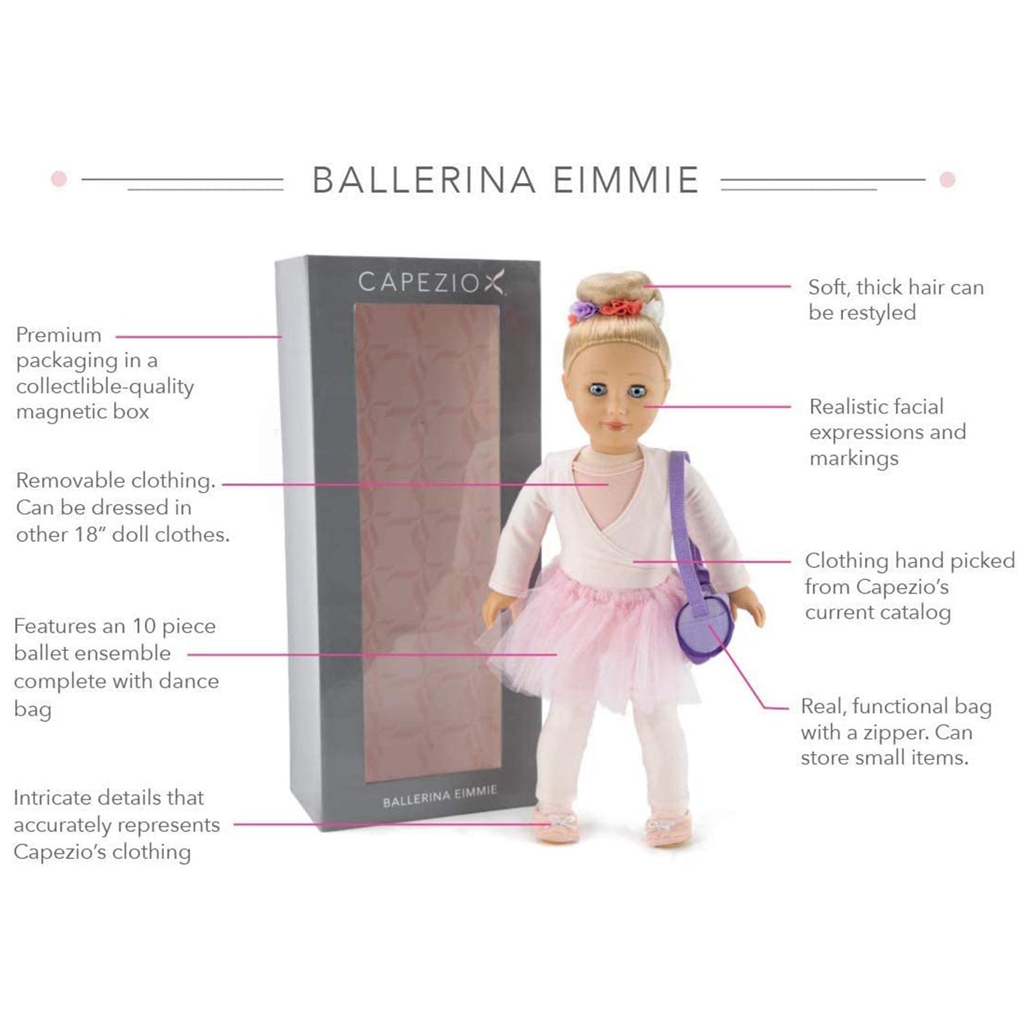 Playtime by Eimmie 18" Capezio Ballerina Doll w/Matching Dance Bag & Tutu (Used) - VMInnovations