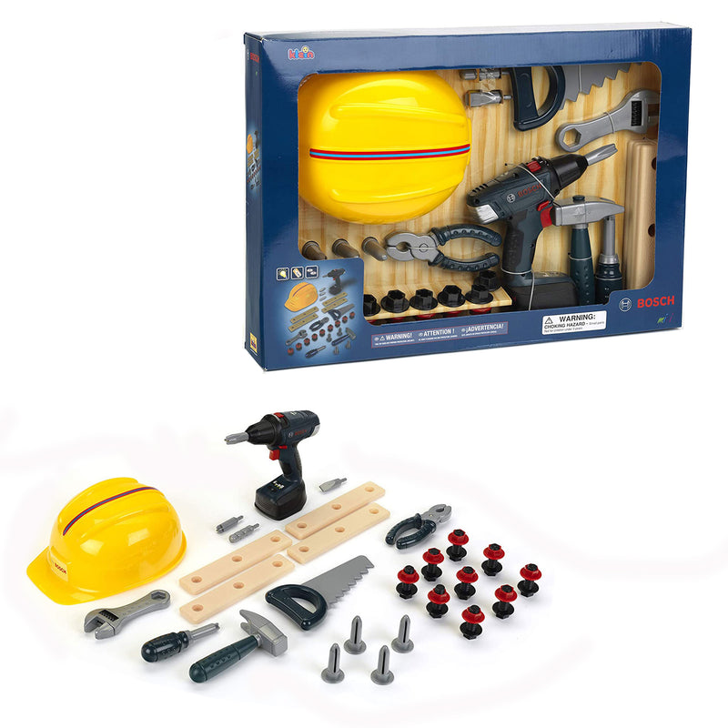 Theo Klein Bosch DIY Kid Toy Construction Toolset Bundle with Safety Accessories