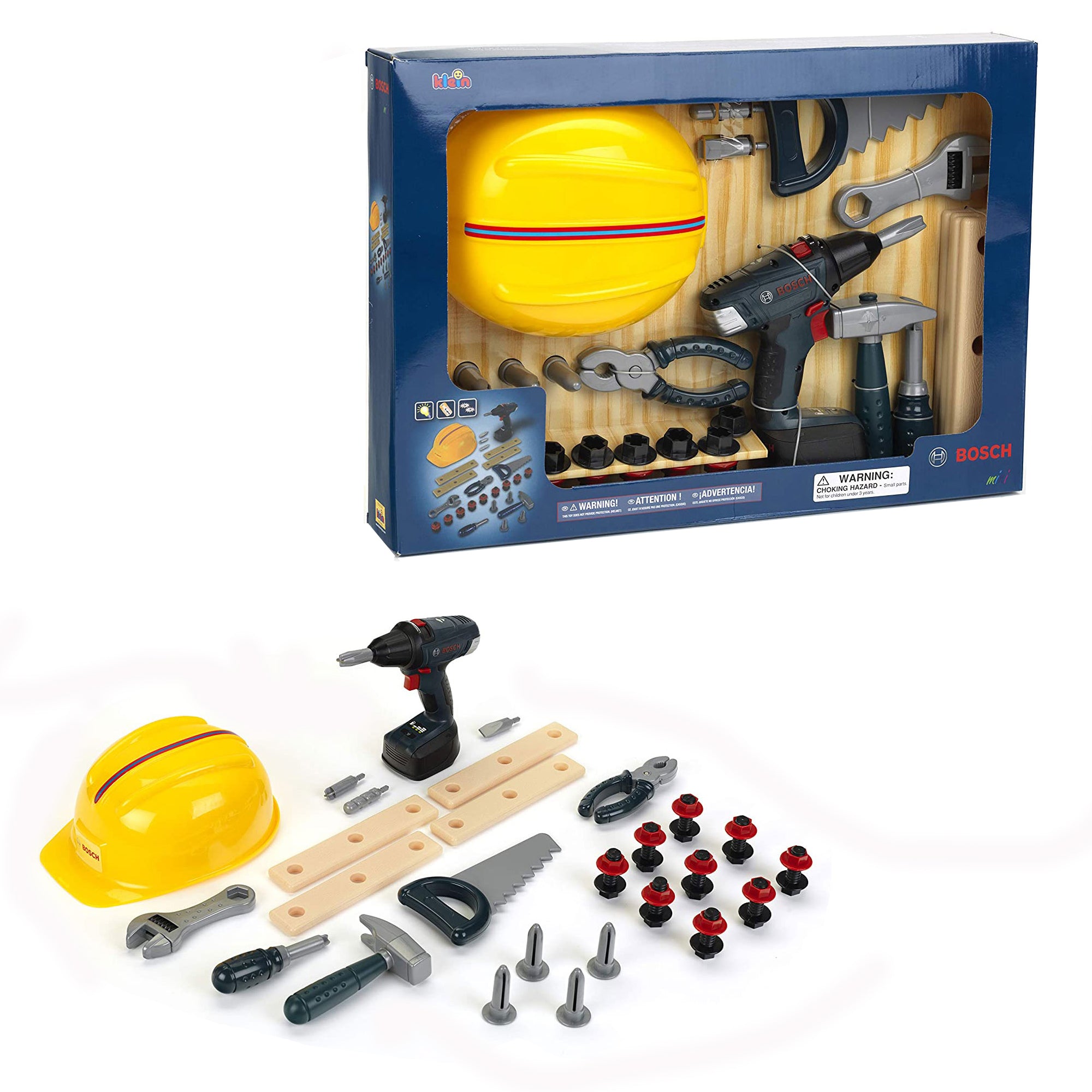 Theo Klein Bosch DIY Kid Toy Construction Toolset Bundle with Safety Accessories - VMInnovations