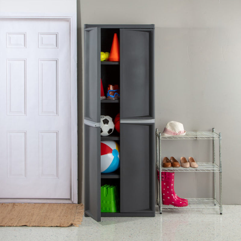 Sterilite Adjustable 4-Shelf Storage Cabinet With Doors, Gray | 01423V01 - VMInnovations