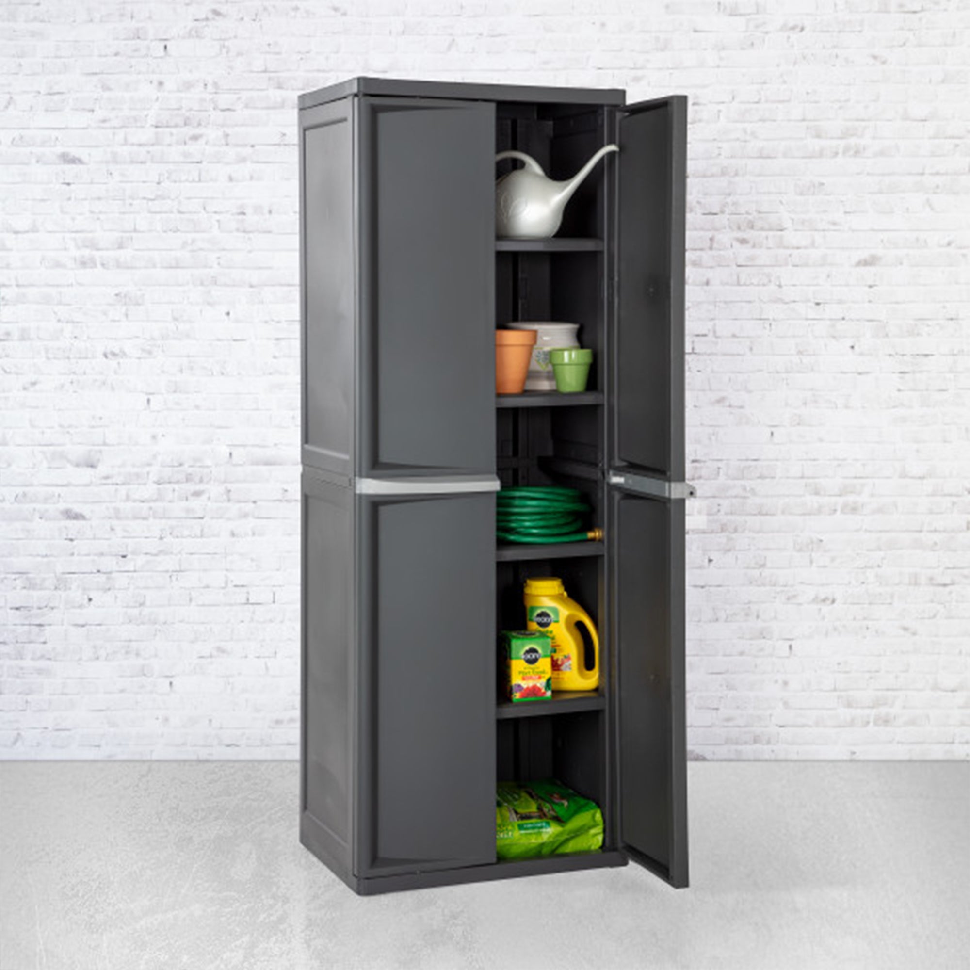 Sterilite Adjustable 4-Shelf Storage Cabinet With Doors, Gray | 01423V01 - VMInnovations