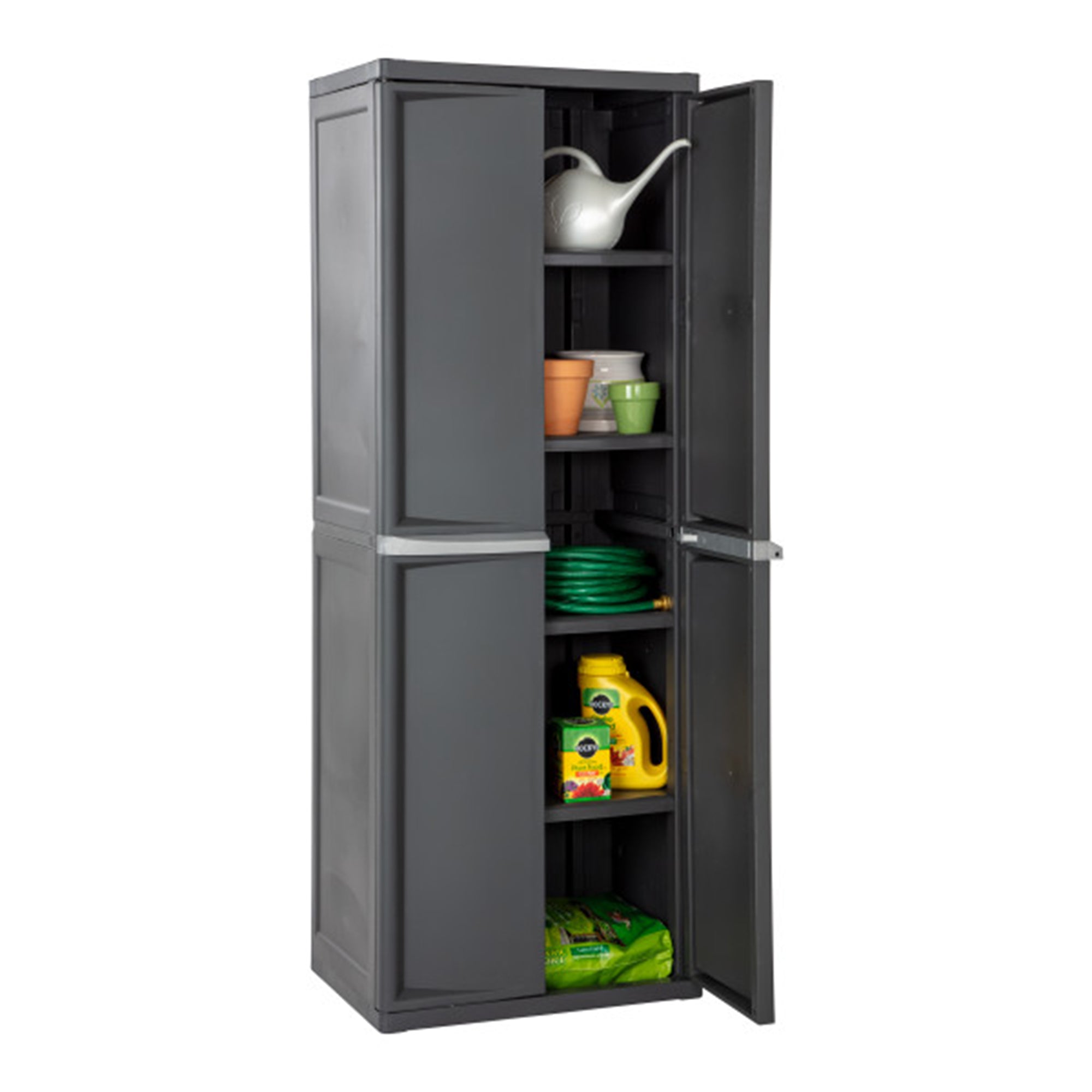 Sterilite Adjustable 4-Shelf Storage Cabinet With Doors, Gray | 01423V01 - VMInnovations