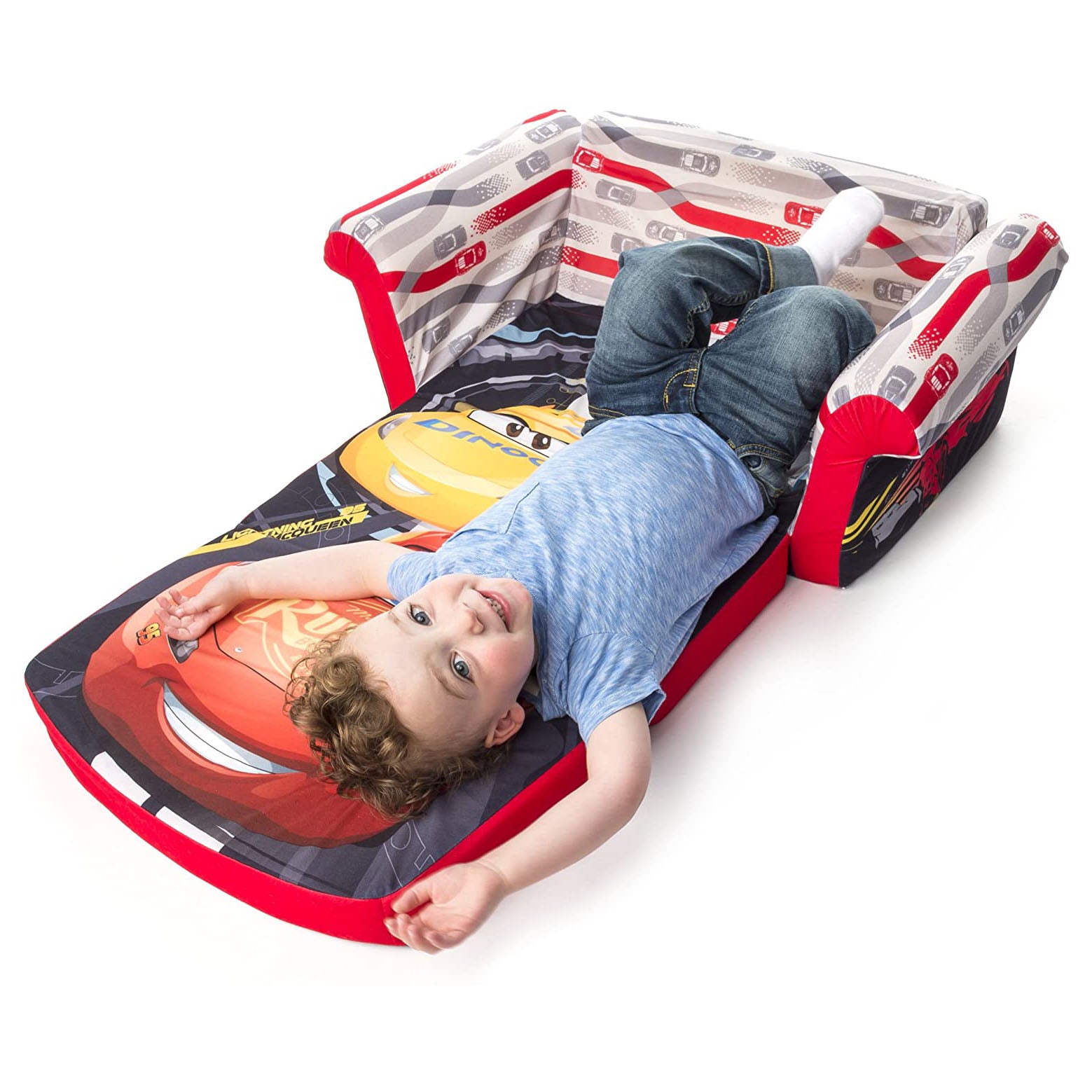 Marshmallow Furniture Comfy Foam Toddler Couch & Chair Package, Disney Cars 3