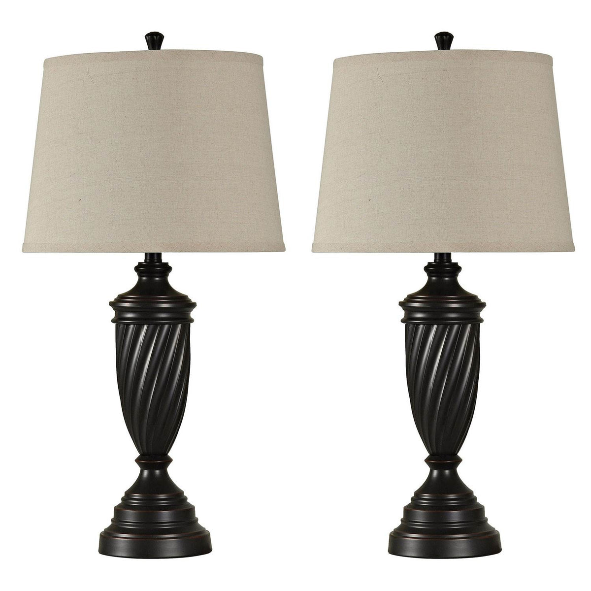 StyleCraft Bronze Linen Shade Living Room Accent Table Lamp Set (2) (Open Box)