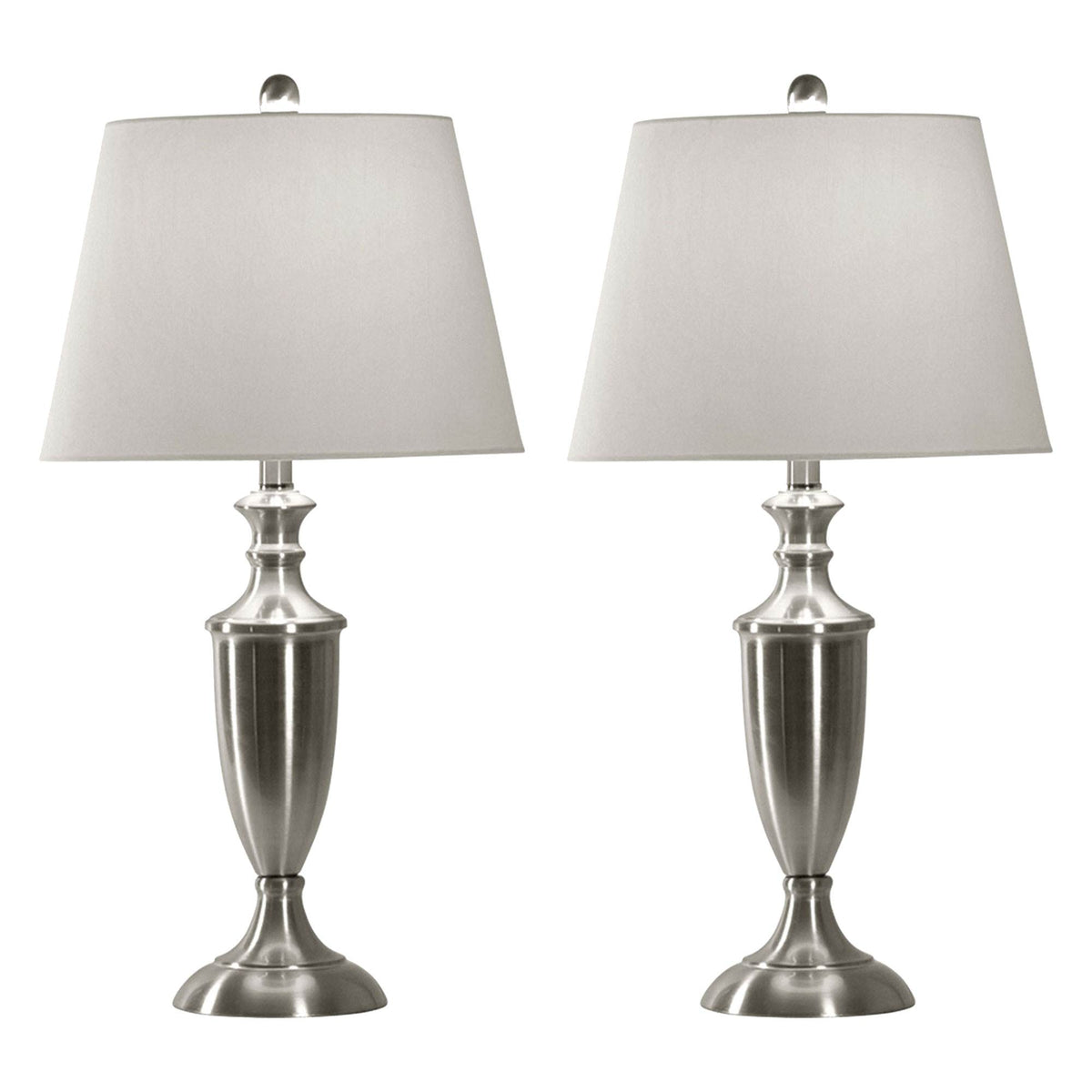 Abode 84 Brushed Steel Modern Table Lamp Pair and Floor Lamp Set | L81030 (Used)