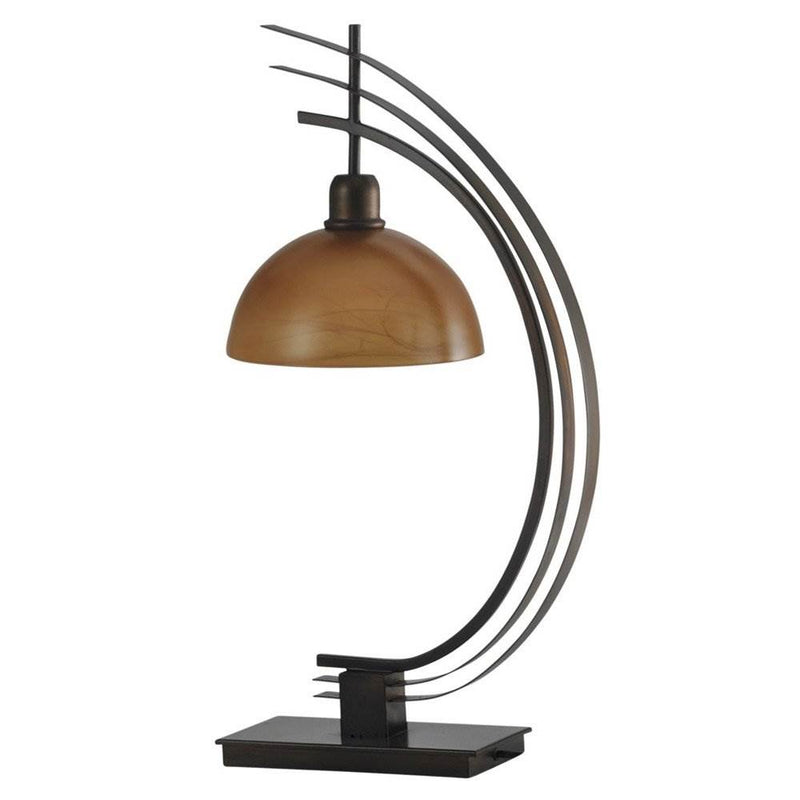 Abode 84 29 Inch Orbit Arc Metal Desk Table Lamp with Glass Globe, Bronze