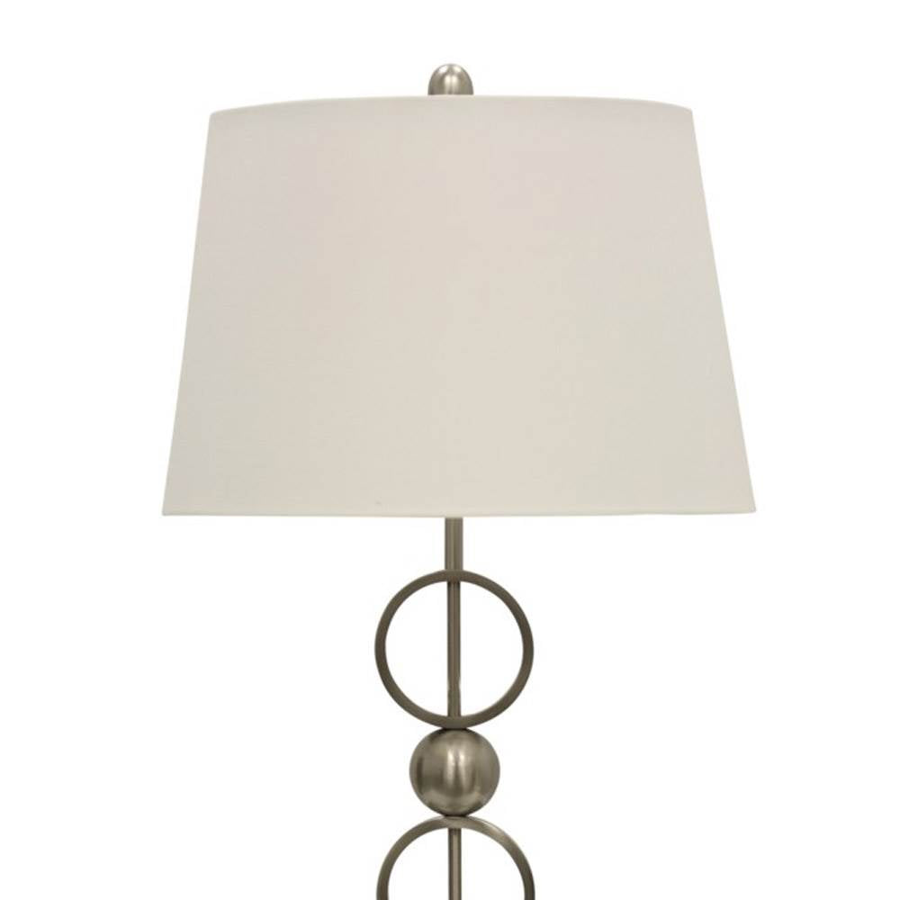 Stylecraft Brushed Steel Table Lamp with Outlet, USB, and Base Switch (Used)