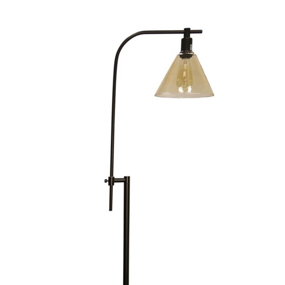Stylecraft Bronze Adjustable Height Floor Reading Lamp w/ Glass Shade (Open Box)