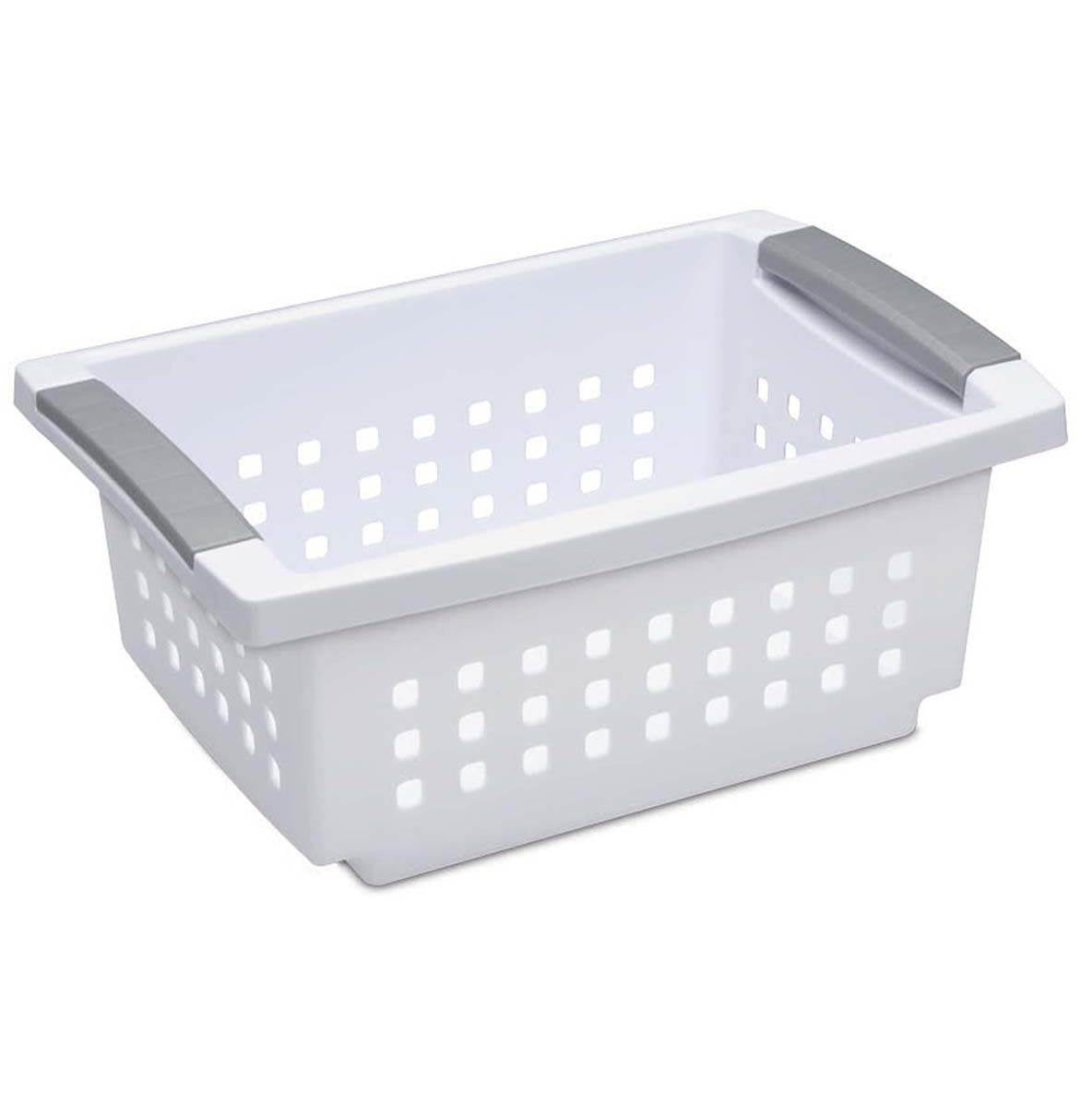 Sterilite Small White Stacking Basket with Titanium Accents (12 Pack) 16608006