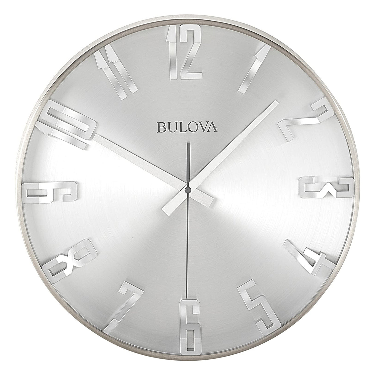 Bulvoa Clocks C4846 Director 16 Inch Slim Metal Analog Wall Clock, Satin Pewter (Refurbished)