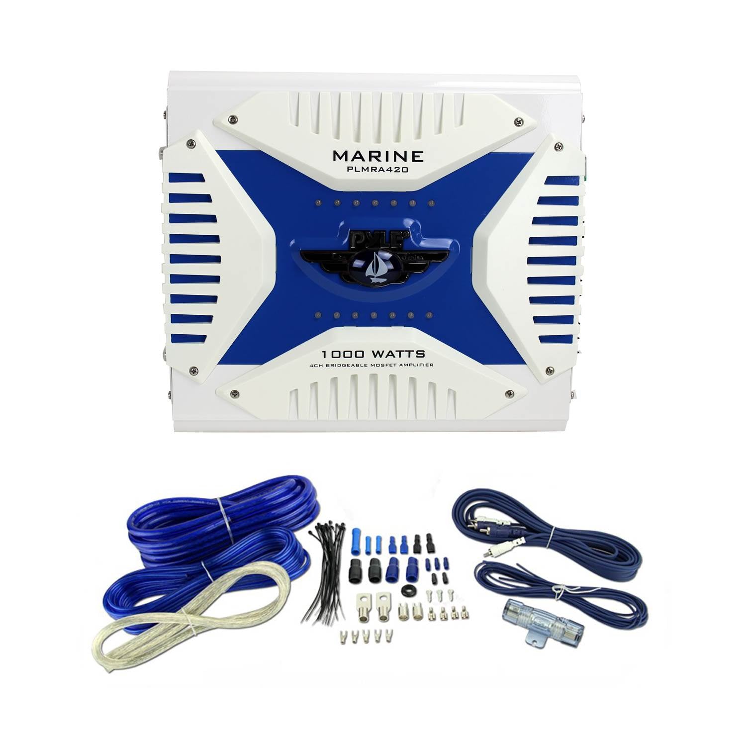 Pyle 1000W 4-Channel Marine Amplifier + VM Audio 4-Gauge Amplifier Wiring Kit