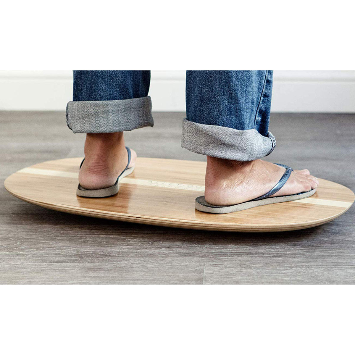 JumpSport Standing Desk Balancing Wood Rocker Board, Bamboo, Medium (Open Box)