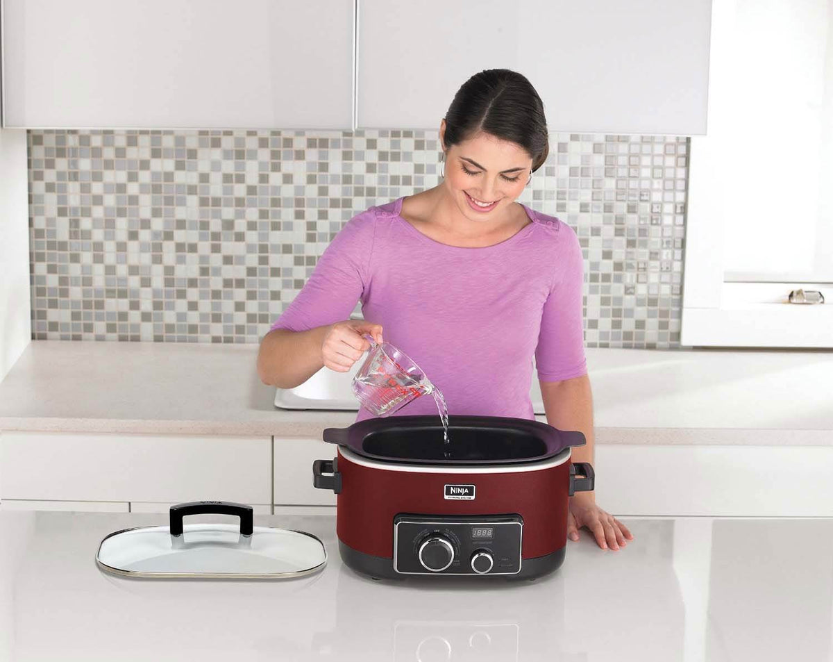 Ninja Refurbished 6 Quart 3-in-1 Multi-System Slow Cooker, Red (For Parts)
