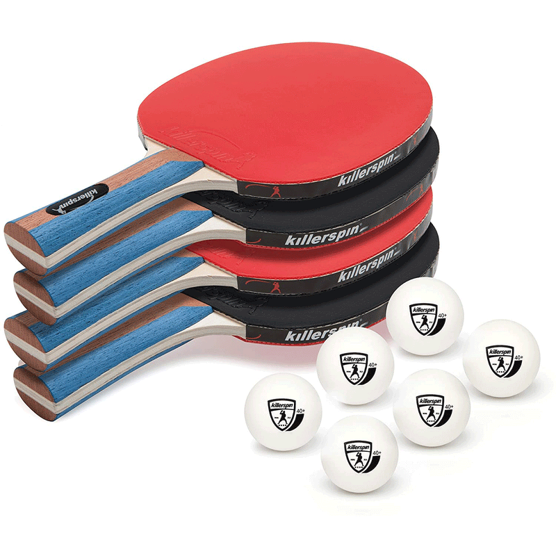 Killerspin 112-02 JETSET Table Tennis Ping Pong Paddles with 6 Balls, Set of 4