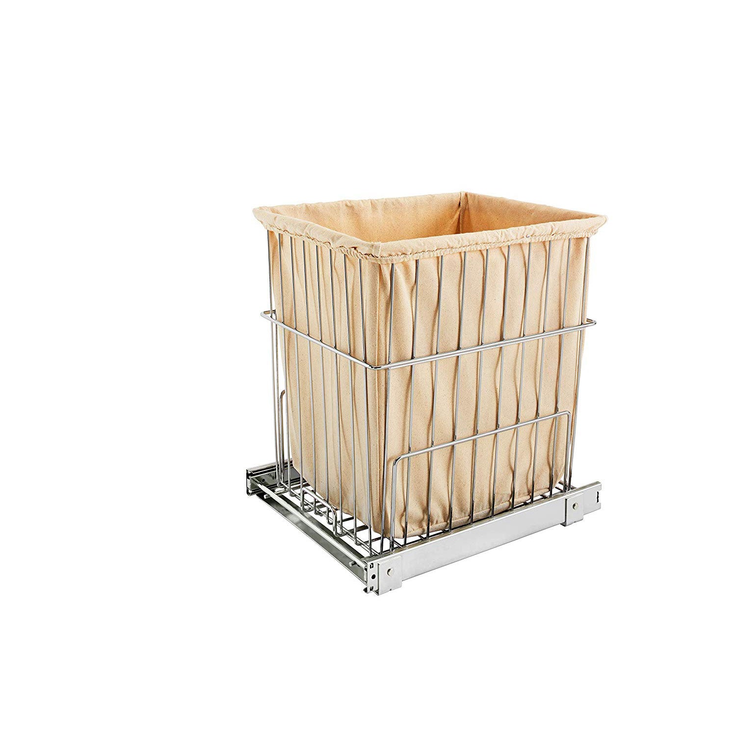 Rev-A-Shelf HRV-1520 S CR Pullout Wire Clothes Hamper Basket with Liner, Chrome - VMInnovations
