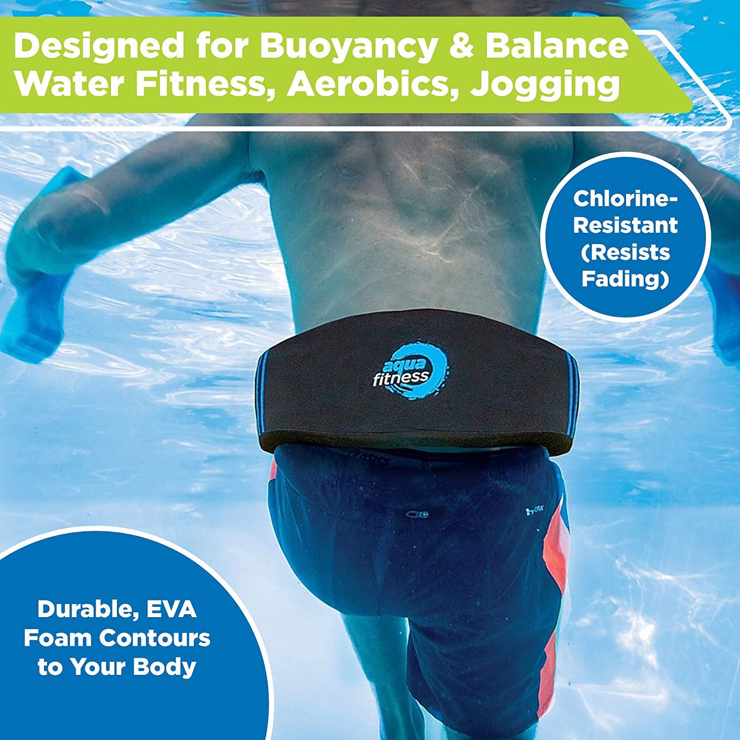 Aqua Fitness Deluxe Fitness Training Flotation Belt Bundle w/ XL Pool Lounger