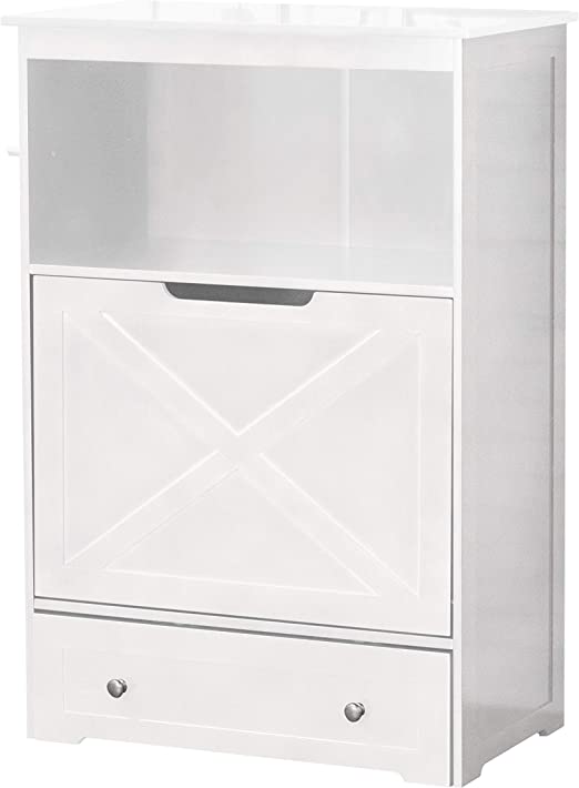Zoovilla Pet Feeder Storage Bin w/Hidden Elevated Dog Bowl Stand, White (2 Pack)