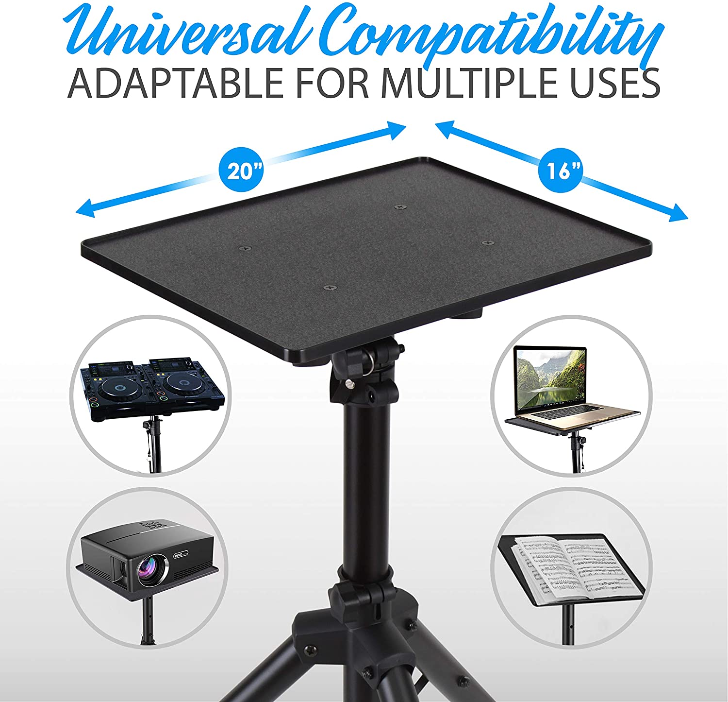 Pyle PLPTS4 Pro Universal Adjustable Laptop Computer Studio DJ Mount Stand - VMInnovations