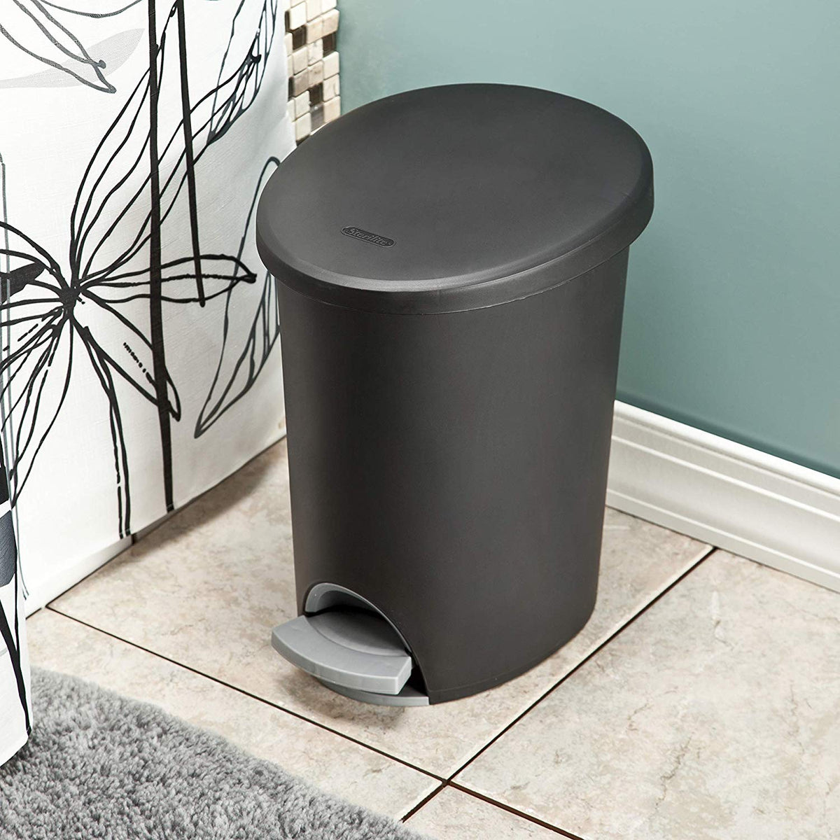 Sterilite 10819002 2.6 Gallon Ultra StepOn Wastebasket w/ Titanium Pedal & Liner