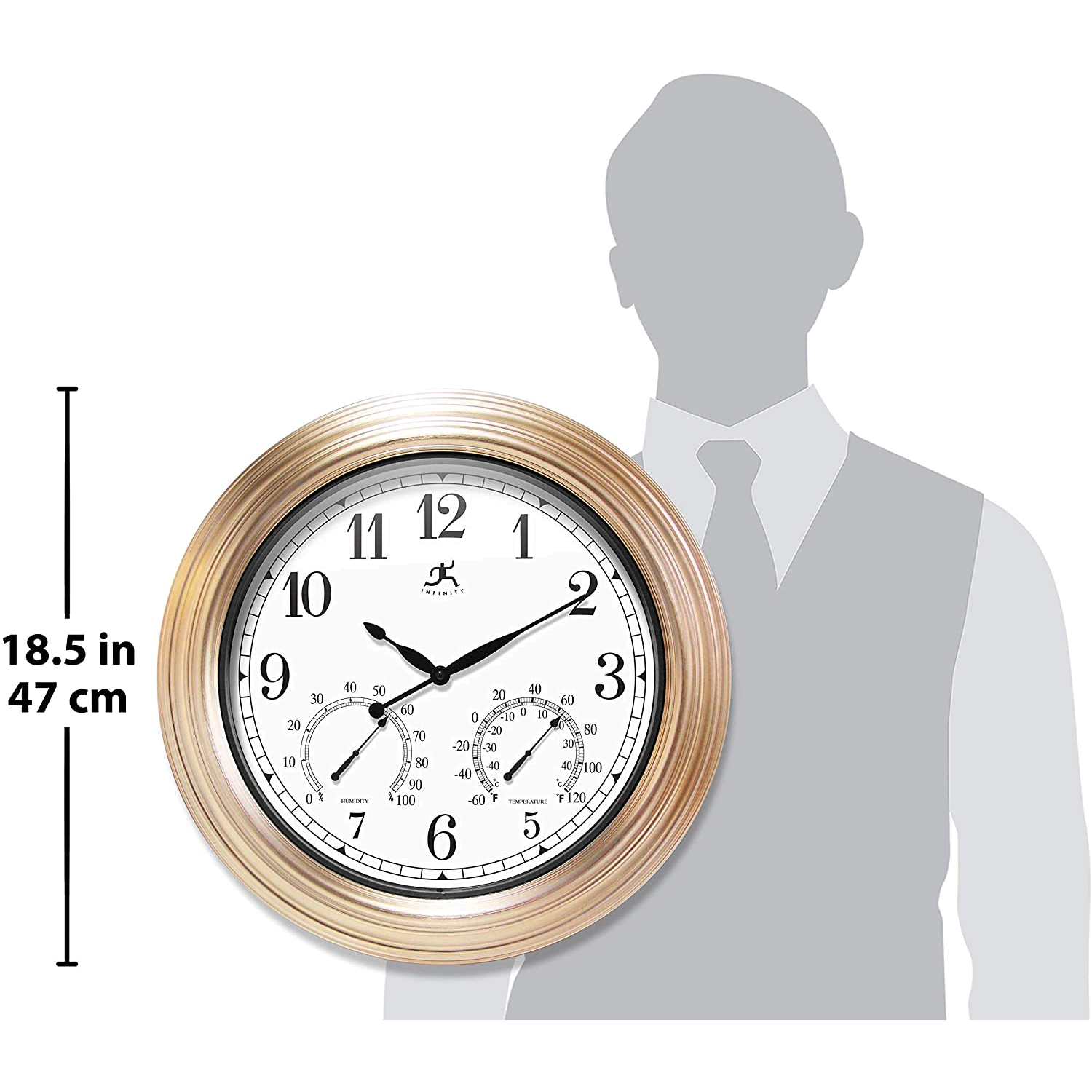 Infinity Instruments Churchill Round Indoor/Outdoor 18.5 Inch Wall Clock, (Used) - VMInnovations